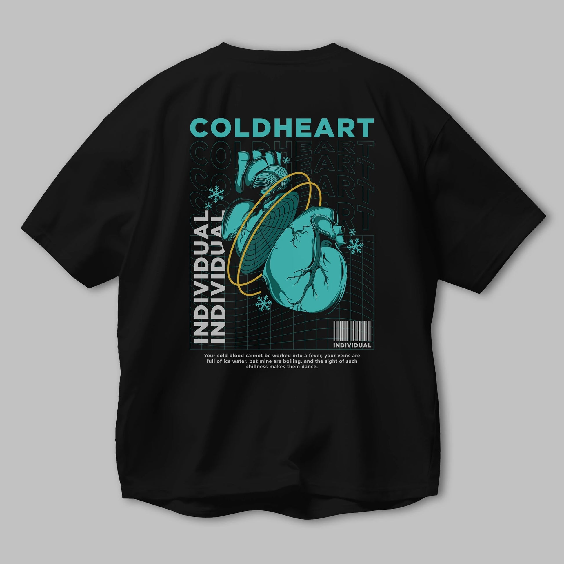 Cold Heart Arka Baskılı Oversize t-shirt Erkek Kadın Unisex