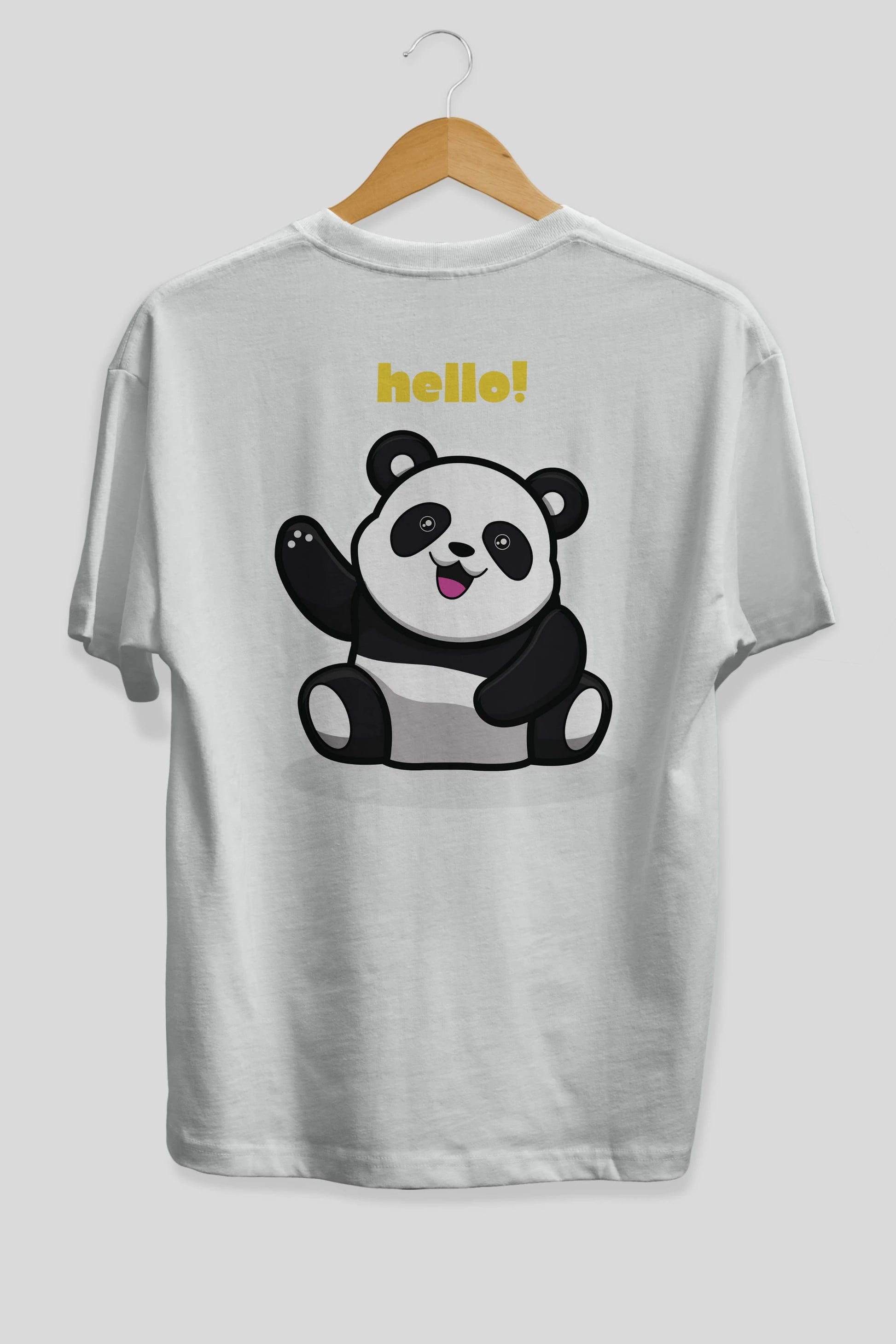 Hello Panda Arka Baskılı Oversize t-shirt Erkek Kadın Unisex