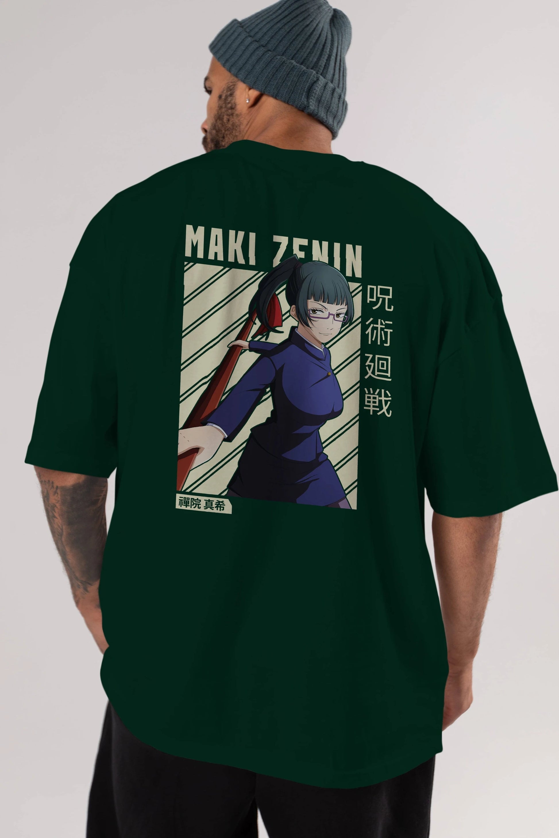 Maki Zenin CHAİNSAWMAN Anime Arka Baskılı Oversize t-shirt Erkek Kadın Unisex