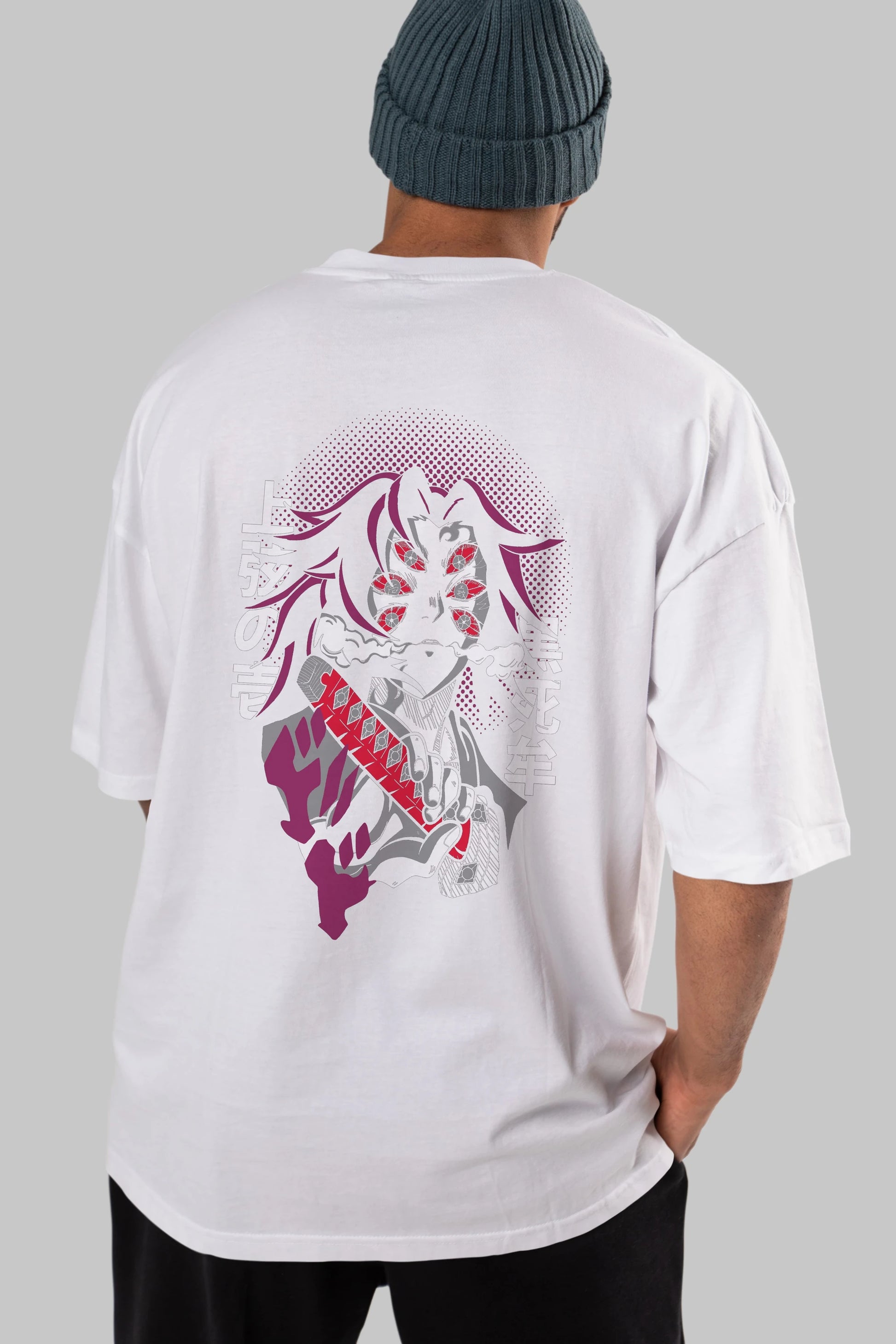 Kokushibo Anime Arka Baskılı Oversize t-shirt Erkek Kadın Unisex