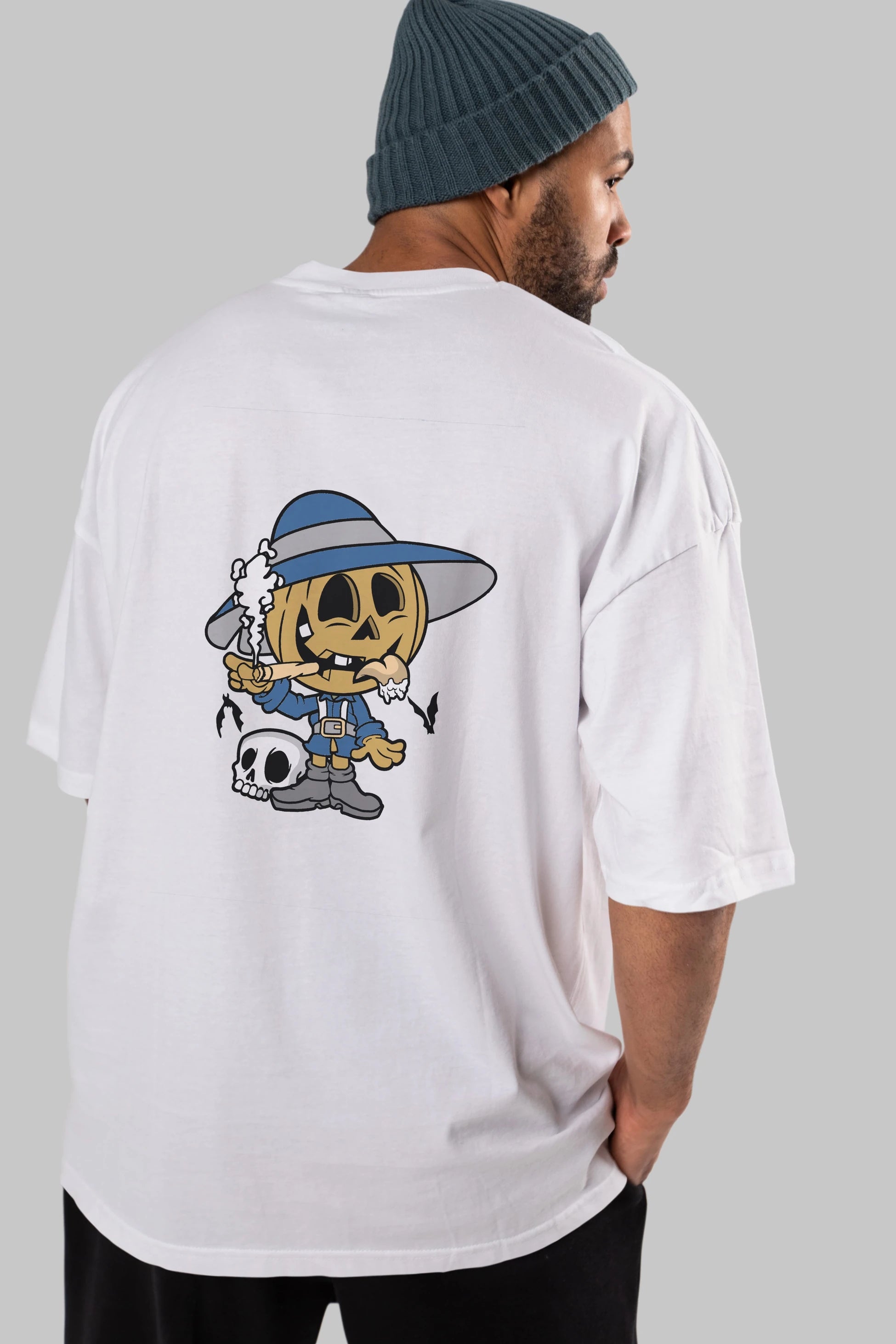 Halloween Kid Arka Baskılı Oversize t-shirt Erkek Kadın Unisex %100 Pamuk tişort