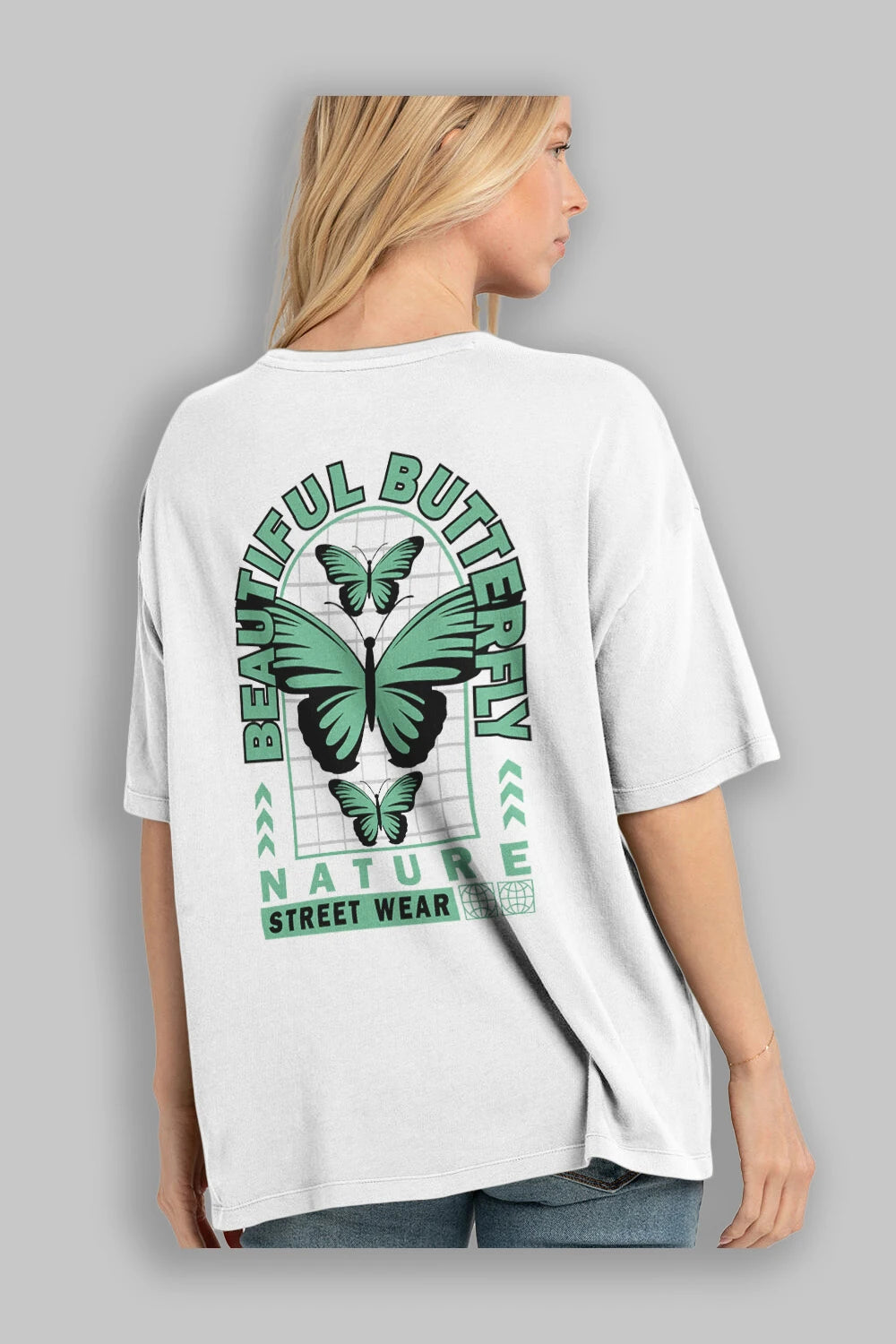 Beautiful Butterfly Arka Baskılı Oversize t-shirt Erkek Kadın Unisex