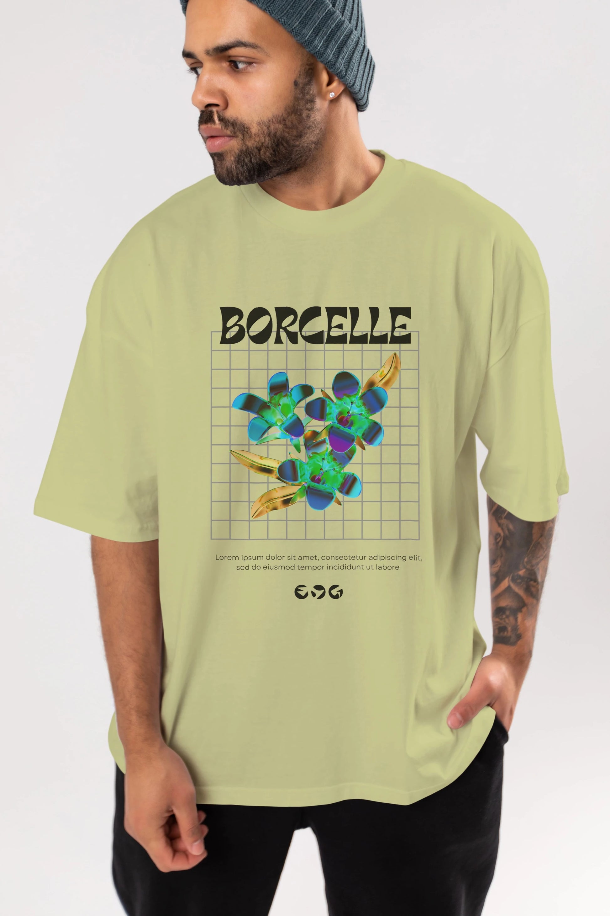 Borcelle Streetwear Ön Baskılı Oversize t-shirt Erkek Kadın Unisex