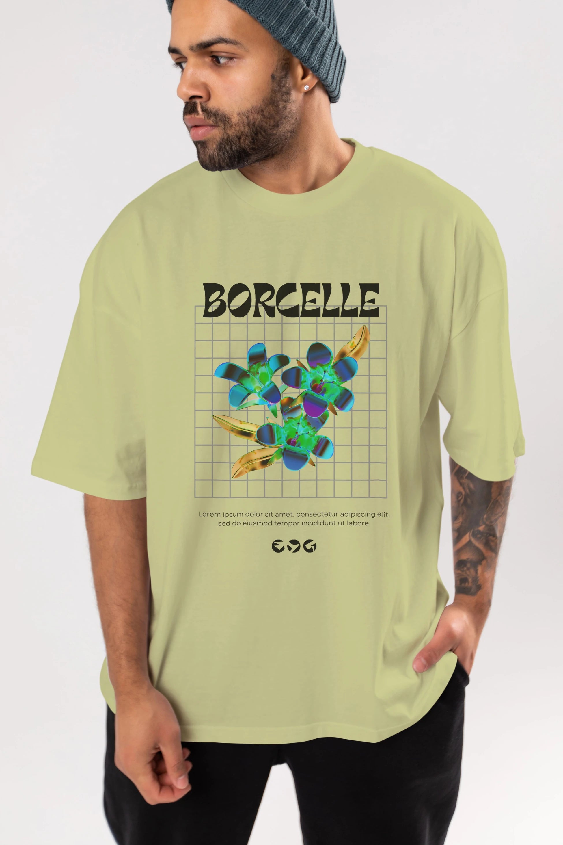 Borcelle Streetwear Ön Baskılı Oversize t-shirt Erkek Kadın Unisex