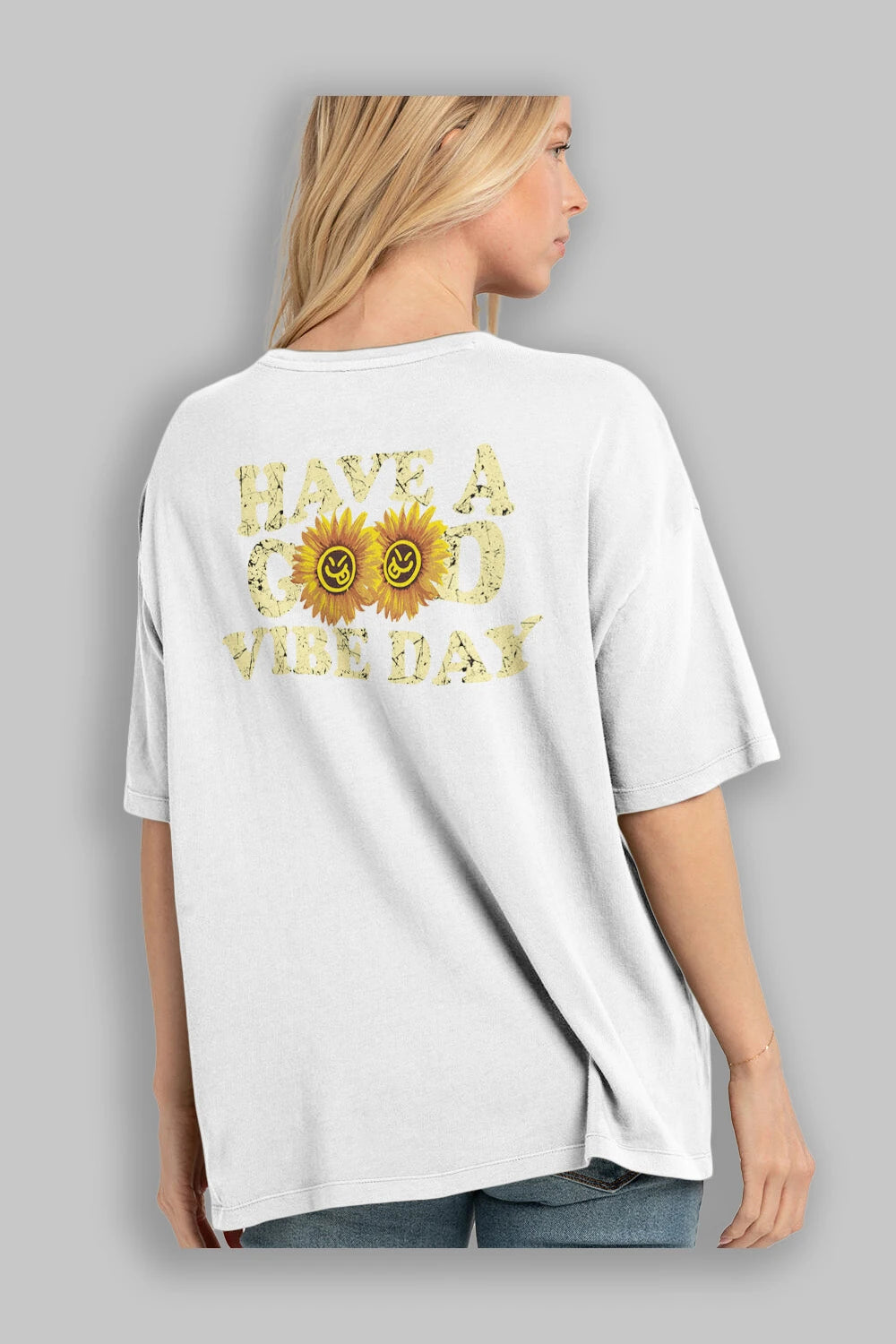 Have a Good Vibe Day Arka Baskılı Oversize t-shirt Erkek Kadın Unisex