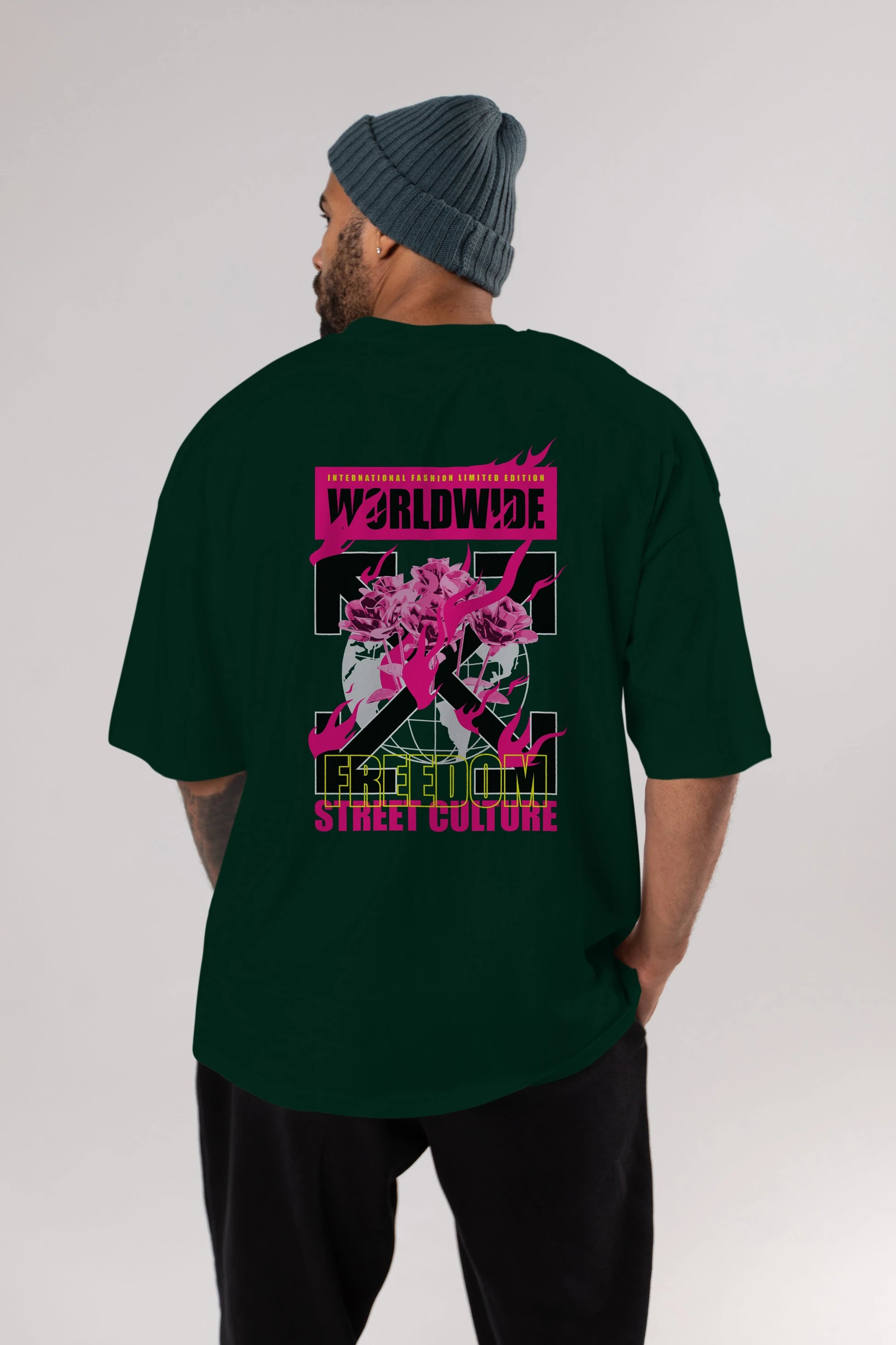 Freedom Street Culture Arka Baskılı Oversize t-shirt Erkek Kadın Unisex