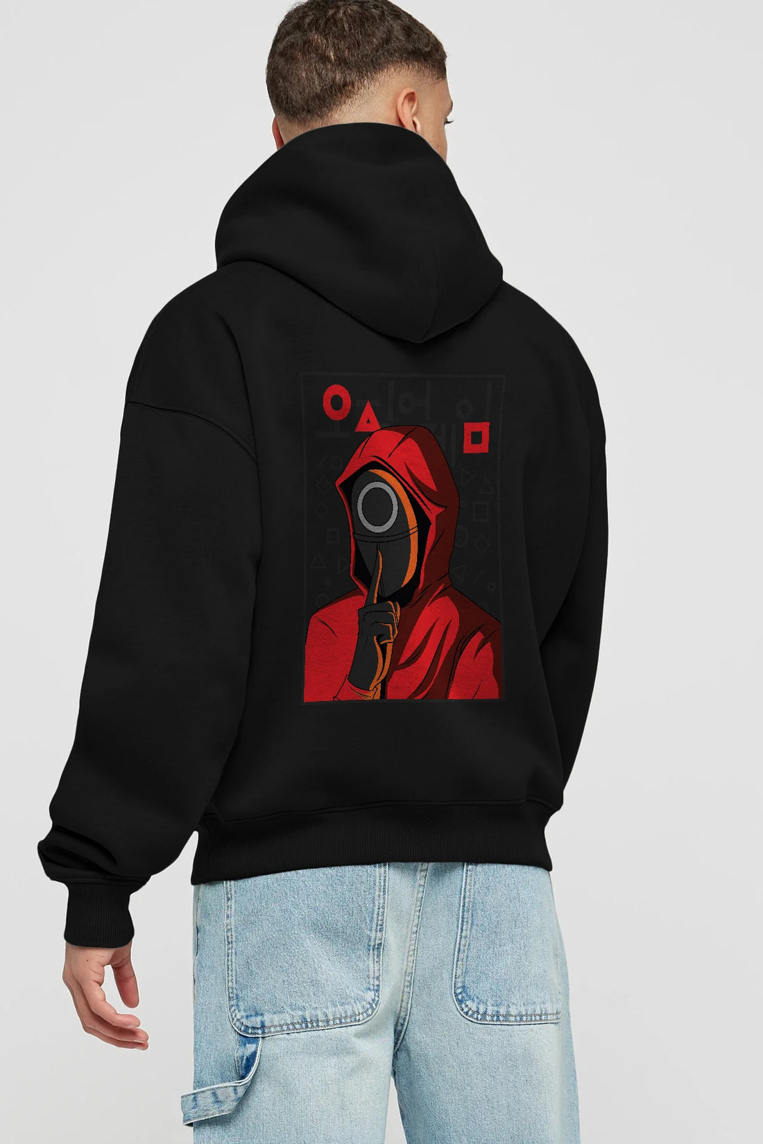 Squid Game (5) Arka Baskılı Hoodie Oversize Kapüşonlu Sweatshirt Erkek Kadın Unisex