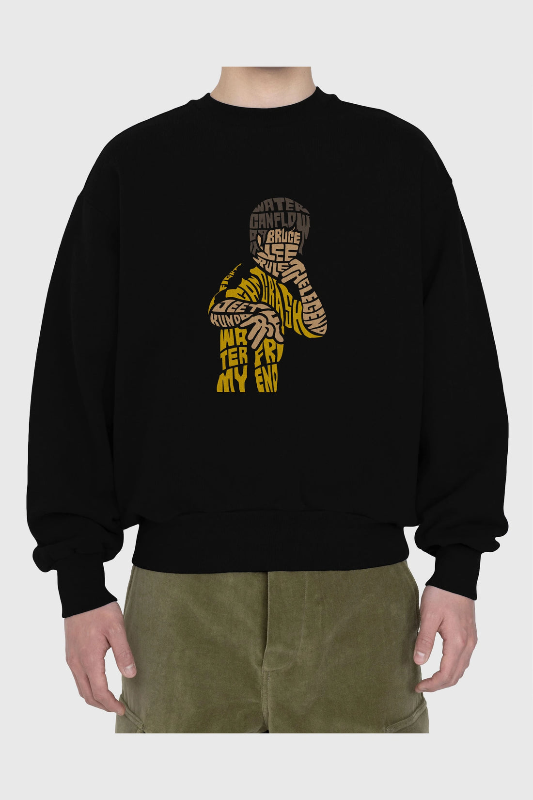 Bruce Lee Ön Baskılı Oversize Sweatshirt Erkek Kadın Unisex