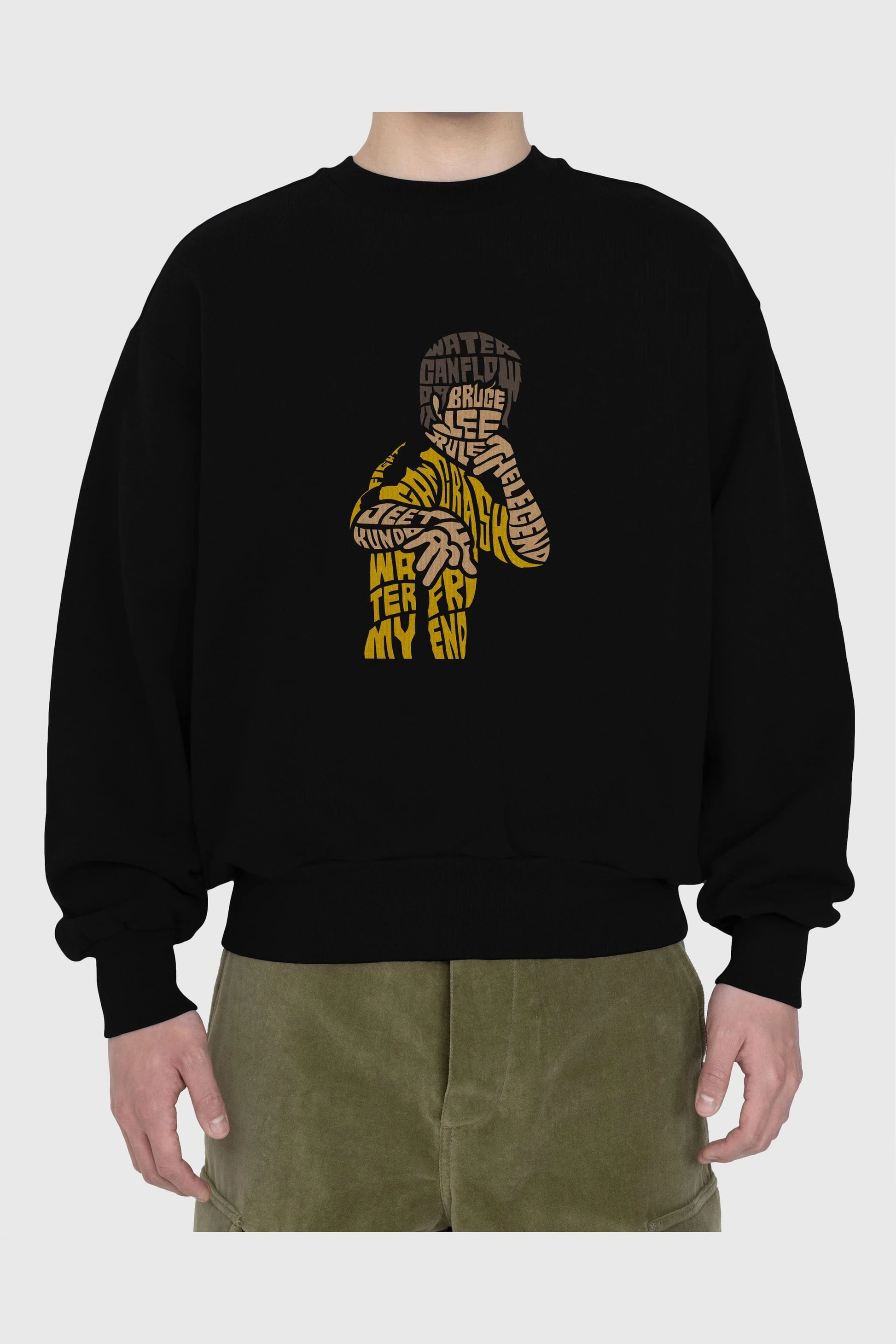 Bruce Lee Ön Baskılı Oversize Sweatshirt Erkek Kadın Unisex