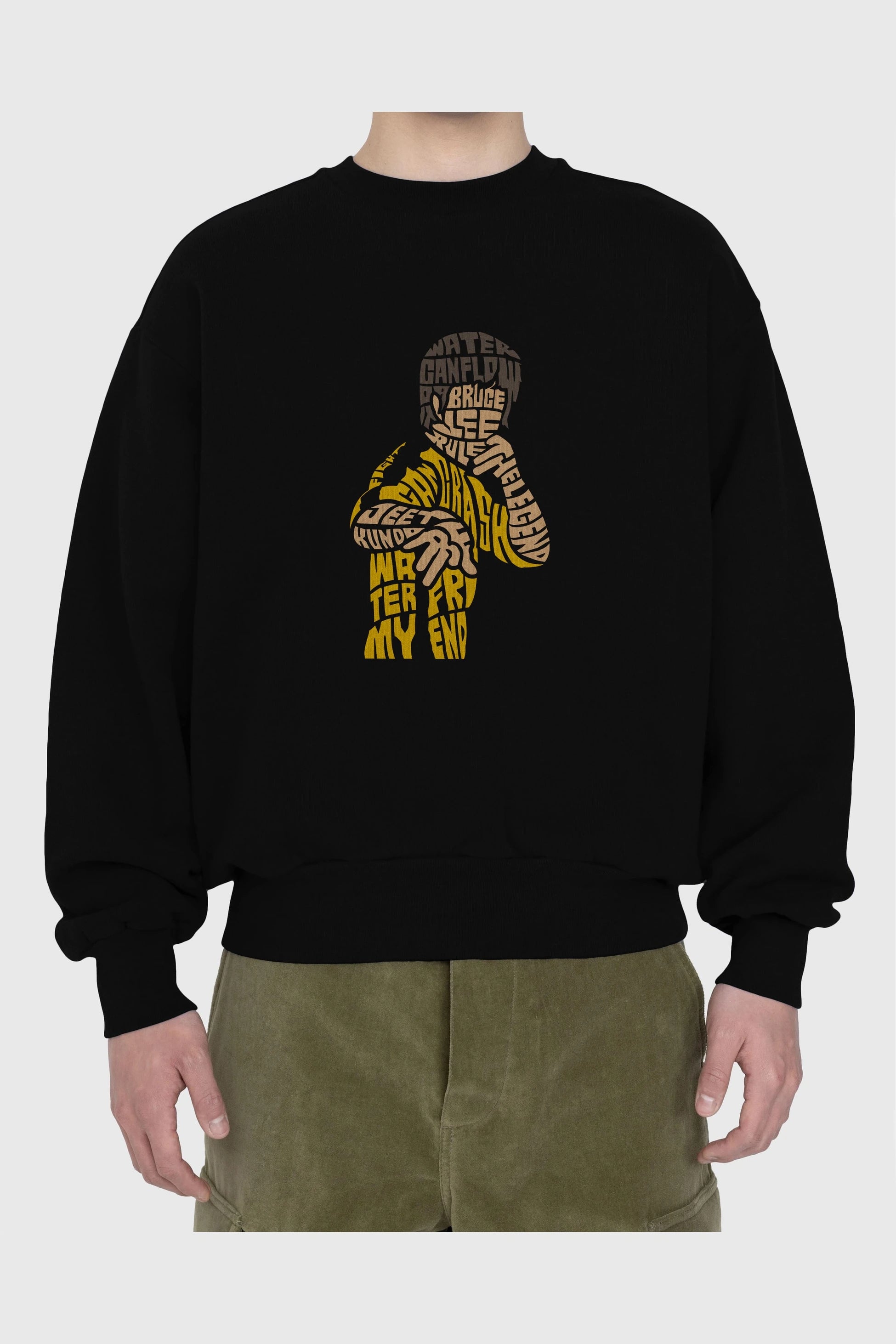 Bruce Lee Ön Baskılı Oversize Sweatshirt Erkek Kadın Unisex