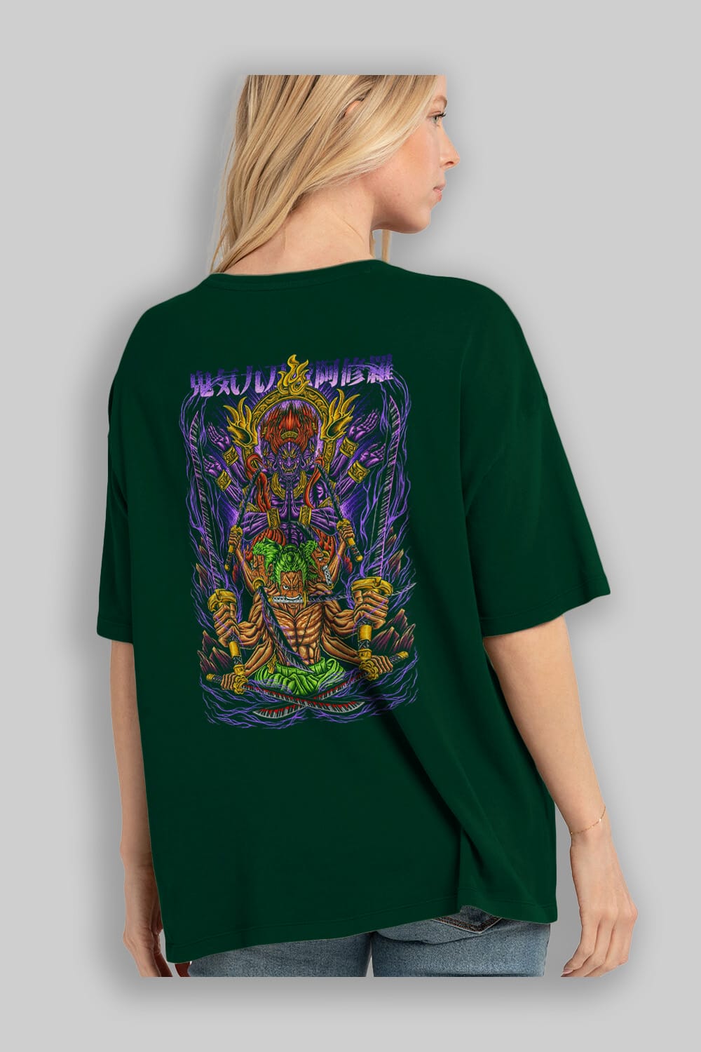 RORONOA ZORO 2 Anime Arka Baskılı Oversize t-shirt Erkek Kadın Unisex