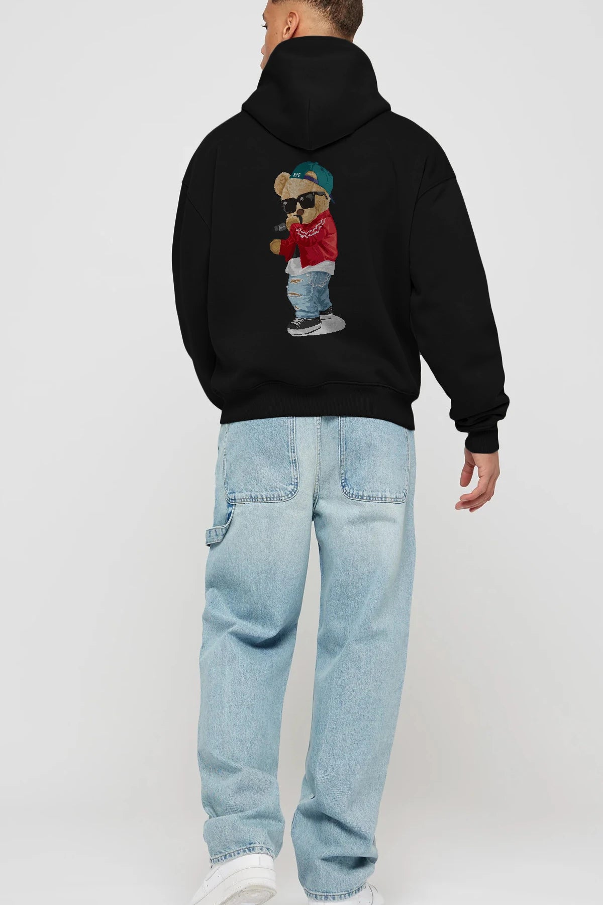 Teddy Bear Şarkıcı Arka Baskılı Hoodie Oversize Kapüşonlu Sweatshirt Erkek Kadın Unisex