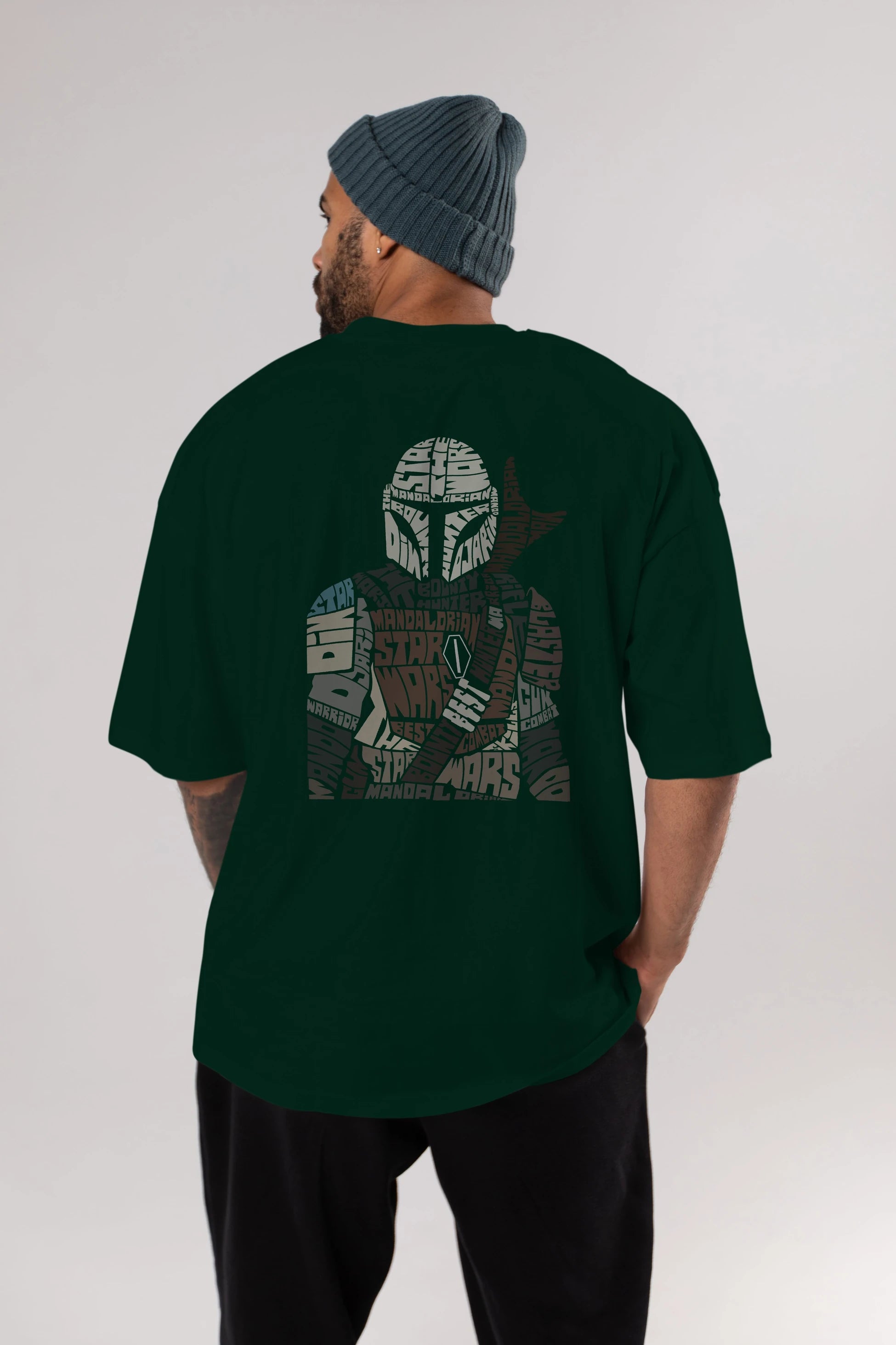 Mandalorian Arka Baskılı Oversize t-shirt %100 pamuk Erkek Kadın Unisex