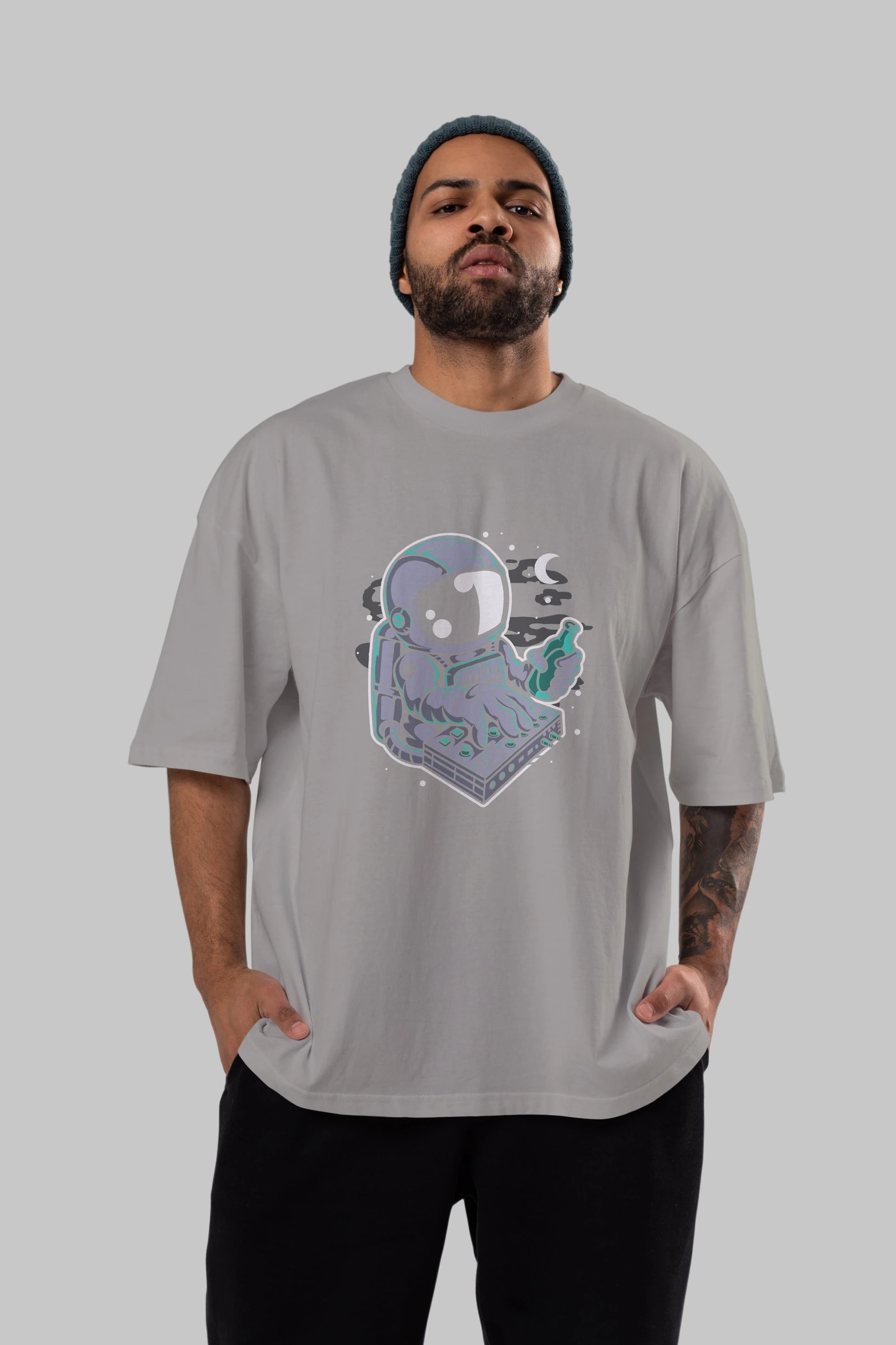 Astronaut Synth Ön Baskılı Oversize t-shirt Erkek Kadın Unisex
