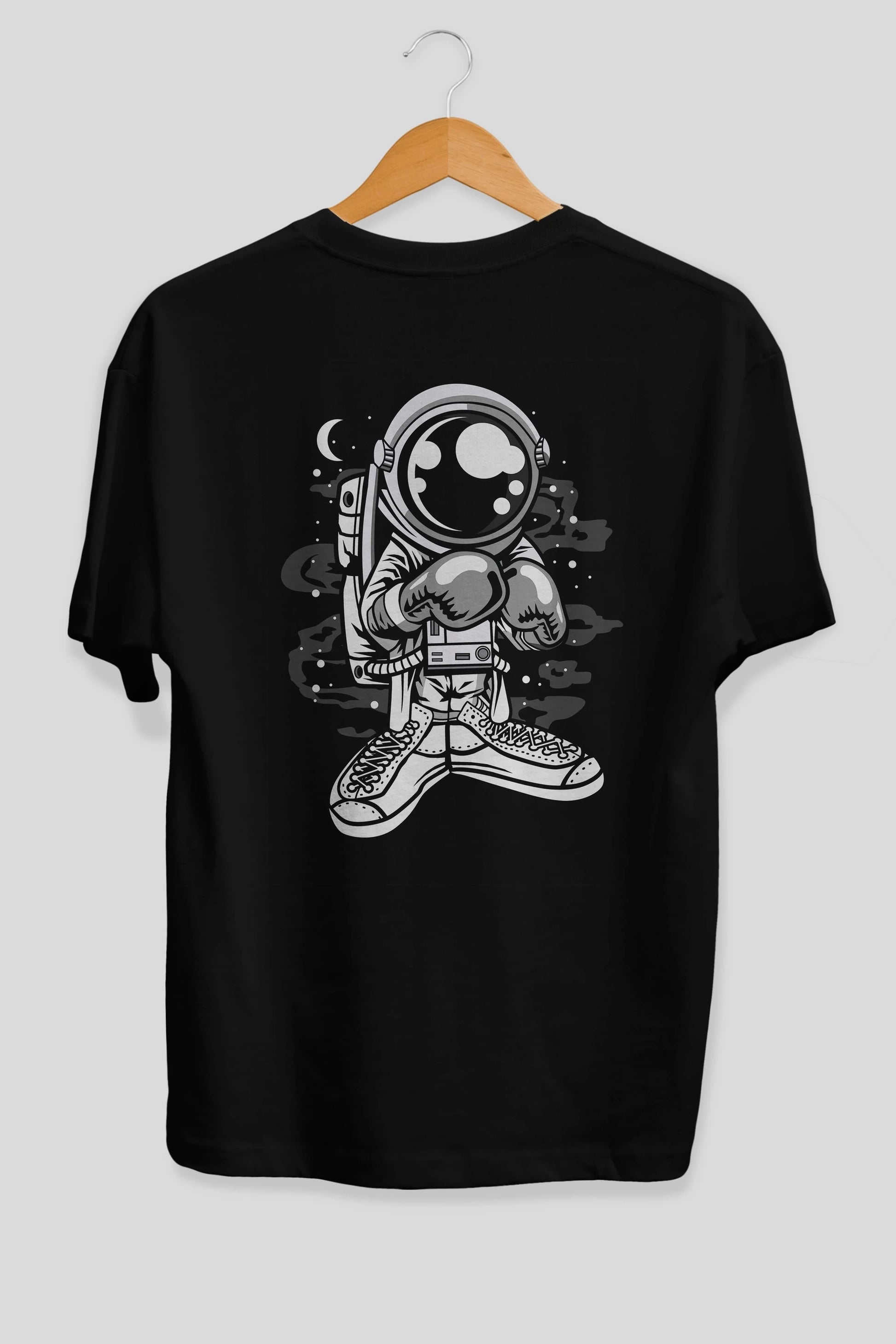 Astronaut Boxer Arka Baskılı Oversize t-shirt Erkek Kadın Unisex
