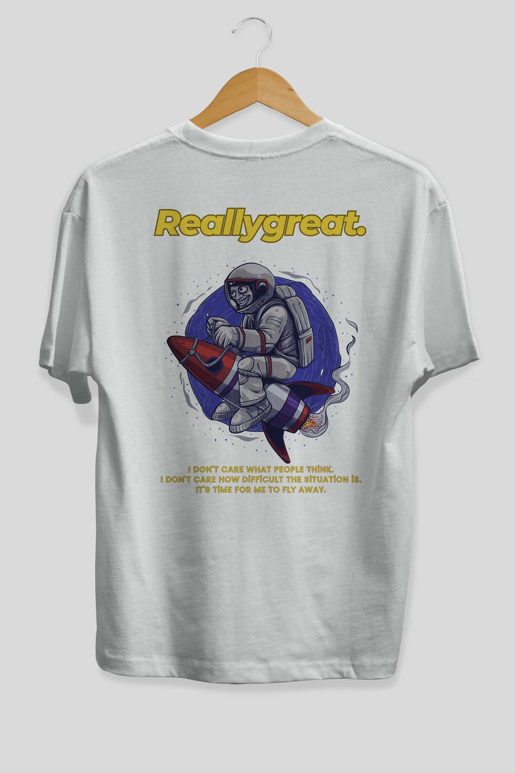 Reallygreat Astronaut Arka Baskılı Oversize t-shirt Erkek Kadın Unisex