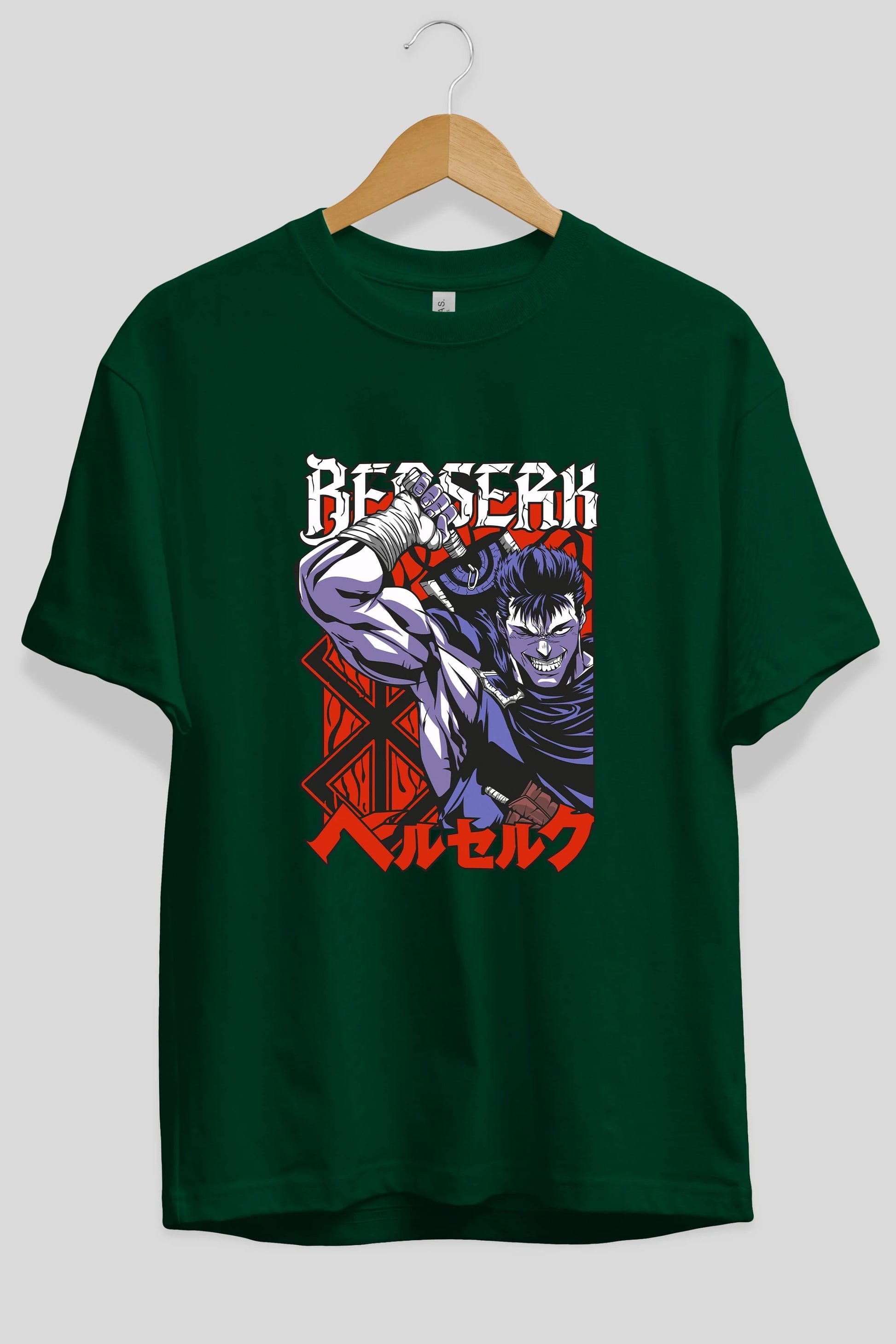 GUTS berserk Anime Ön Baskılı Oversize t-shirt %100 pamuk Erkek Kadın Unisex