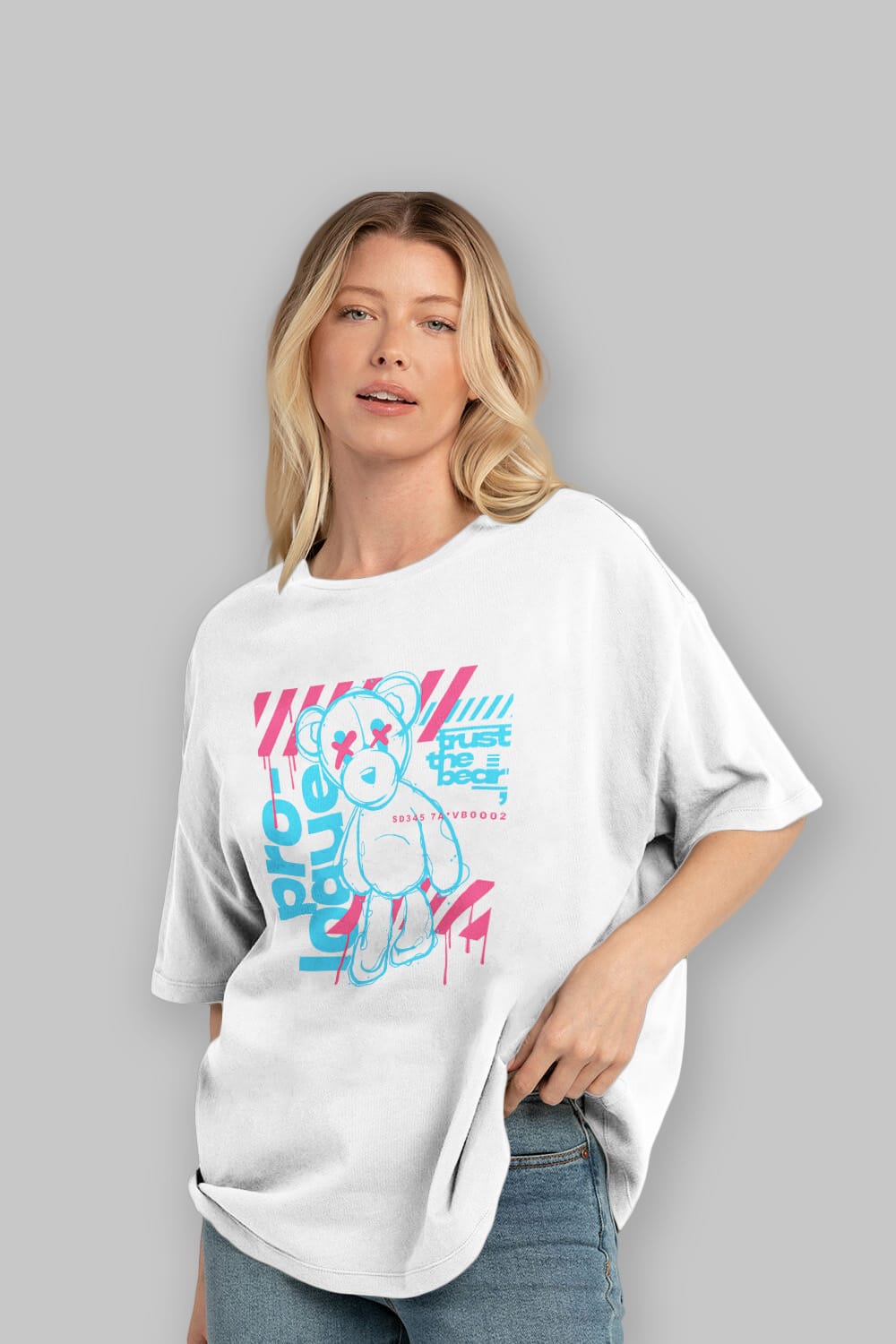 Trust The Bear Ön Baskılı Oversize t-shirt Erkek Kadın Unisex