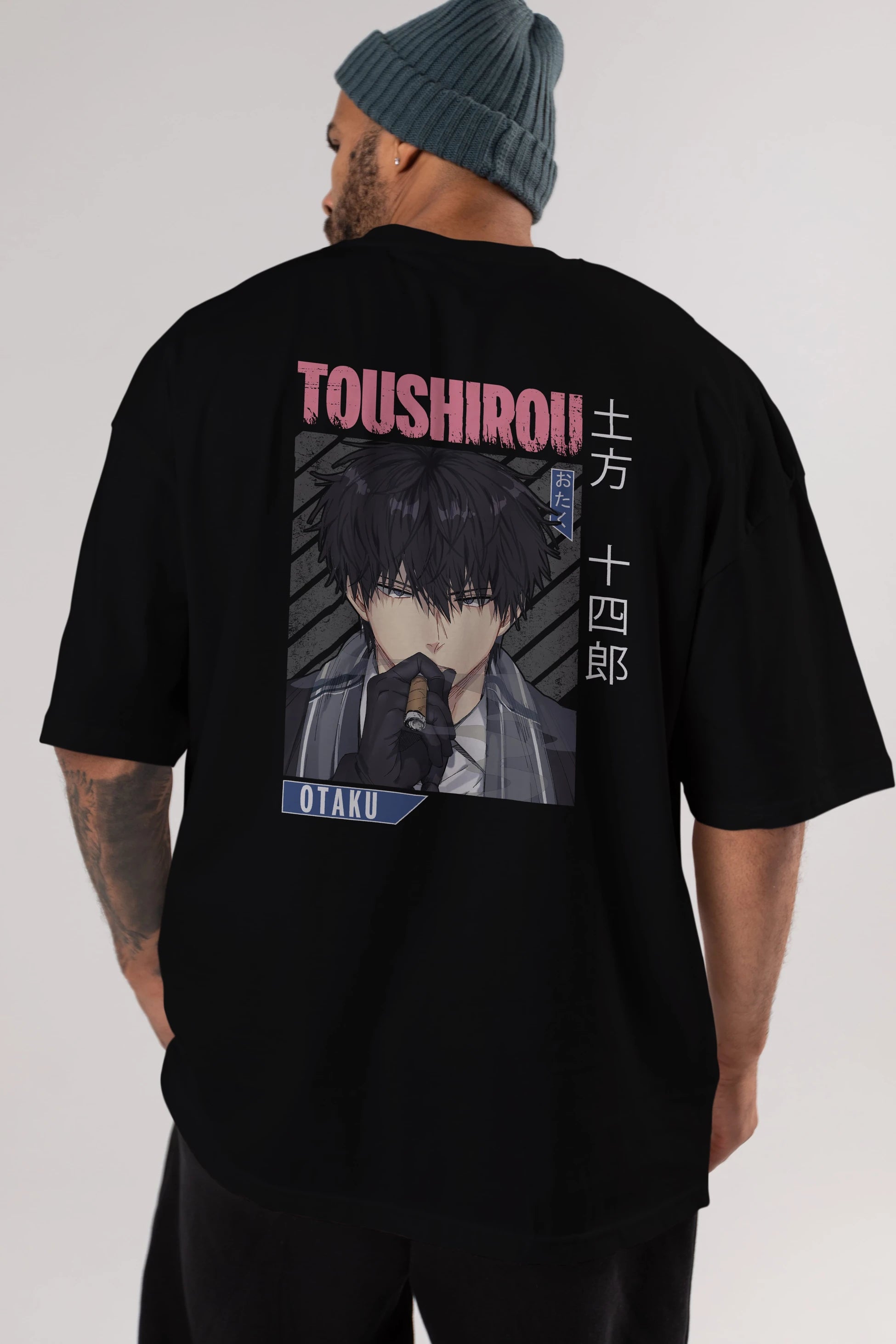 Toushirou Hijikata 2 Anime Arka Baskılı Oversize t-shirt Erkek Kadın Unisex