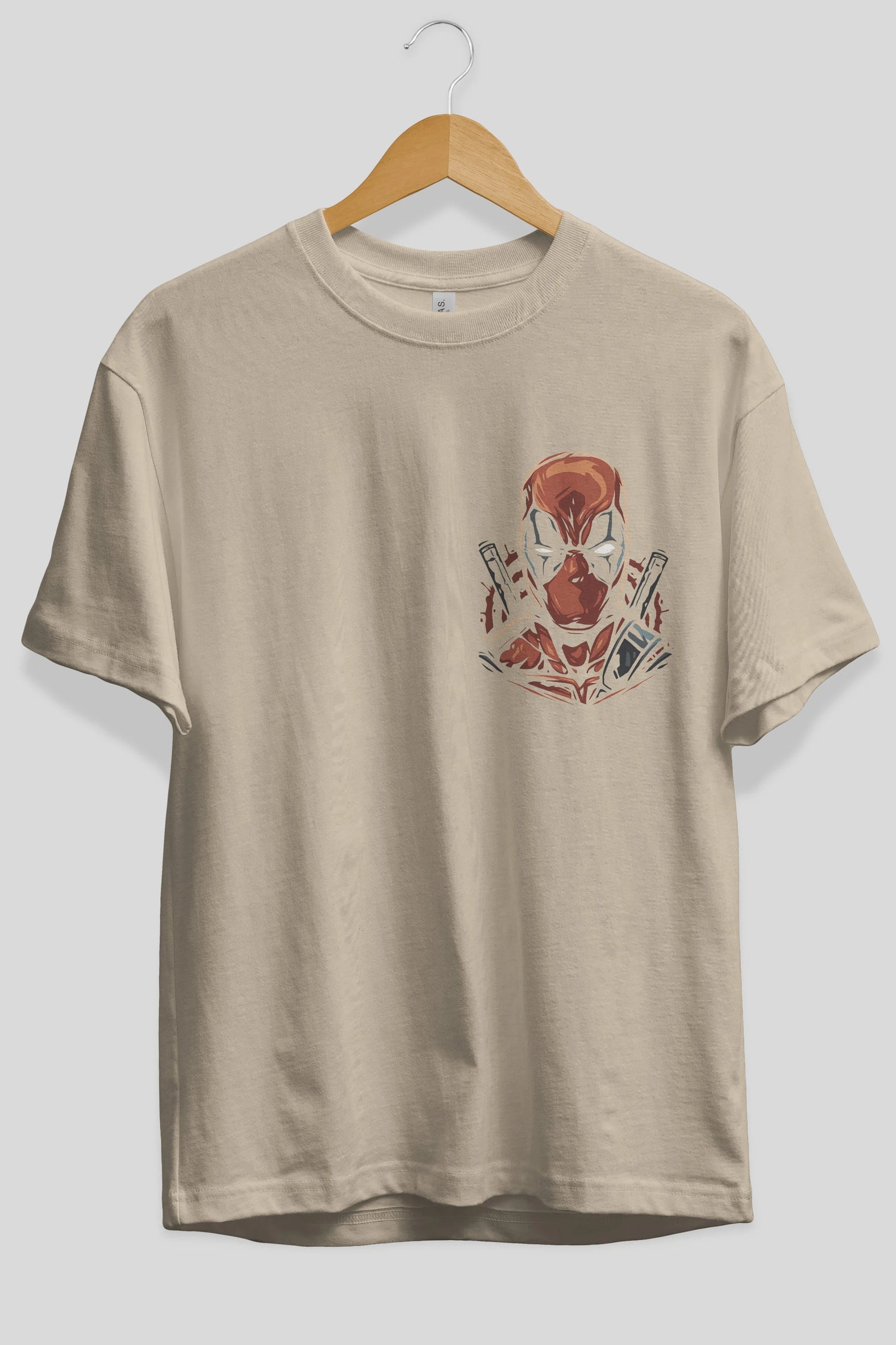Deadpool (10) Ön Sol Baskılı Oversize t-shirt Erkek Kadın Unisex %100 Pamuk Bisiklet Yaka tişort