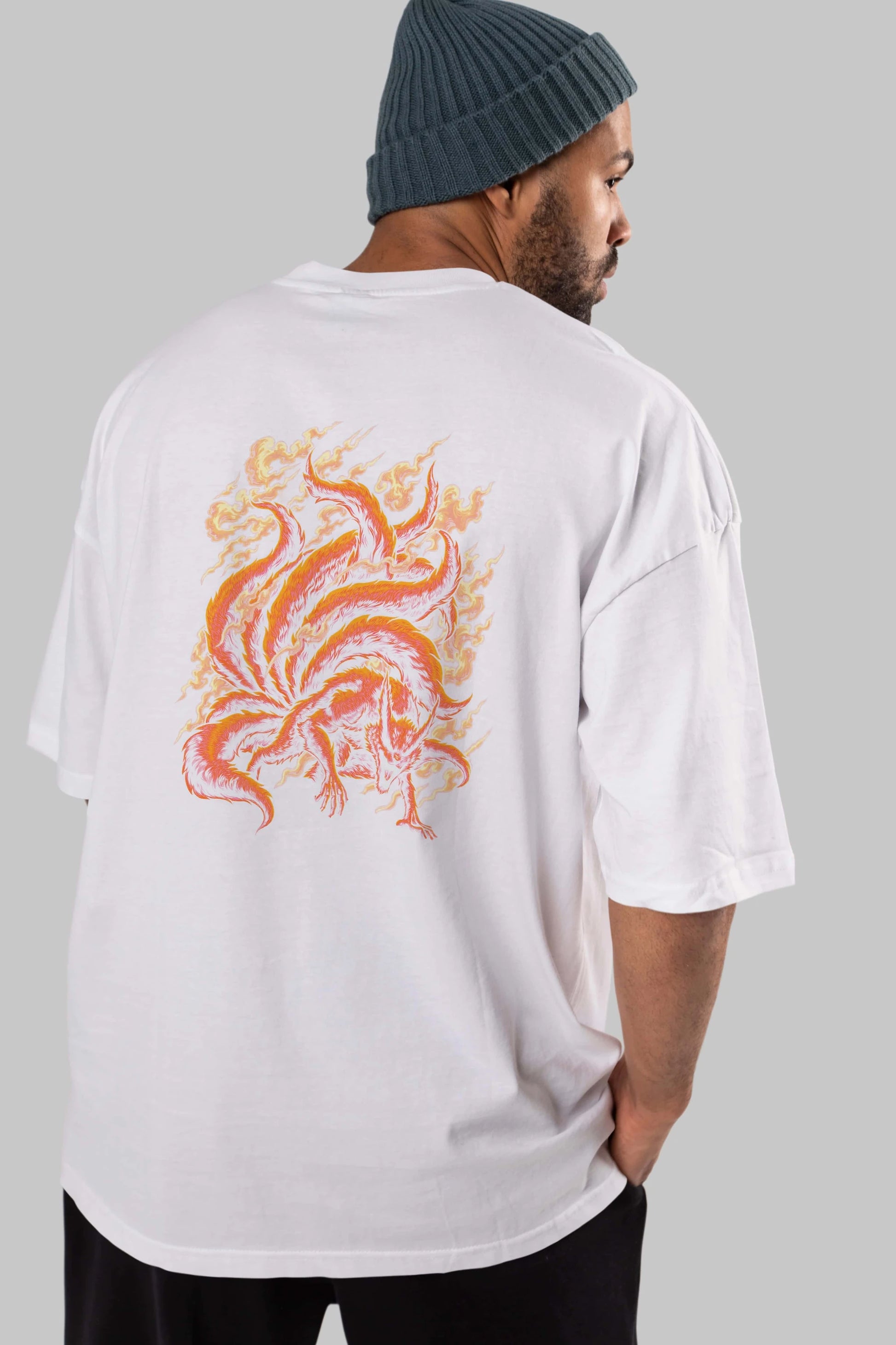 NARUTO KYUUBI Anime Arka Baskılı Oversize t-shirt Erkek Kadın Unisex