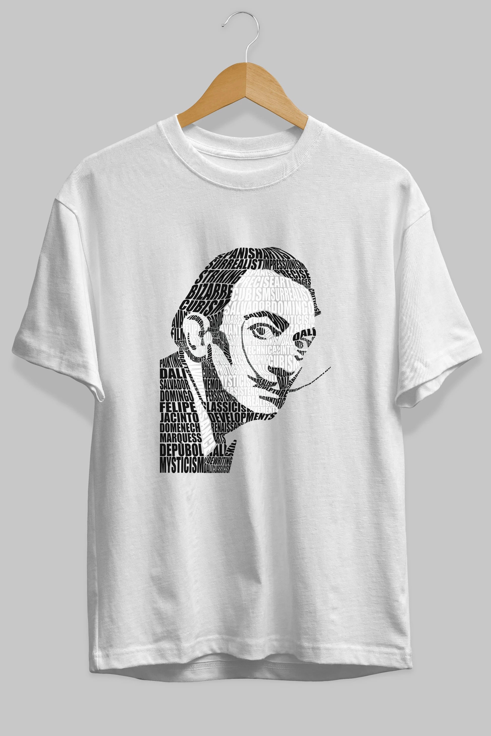 Salvador Dali Calligram Ön Baskılı Oversize t-shirt %100 pamuk Erkek Kadın Unisex