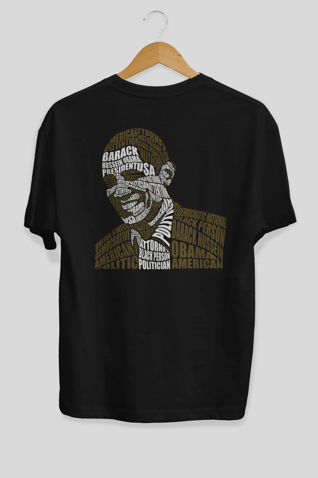 Obama Calligram Arka Baskılı Oversize t-shirt %100 pamuk Erkek Kadın Unisex