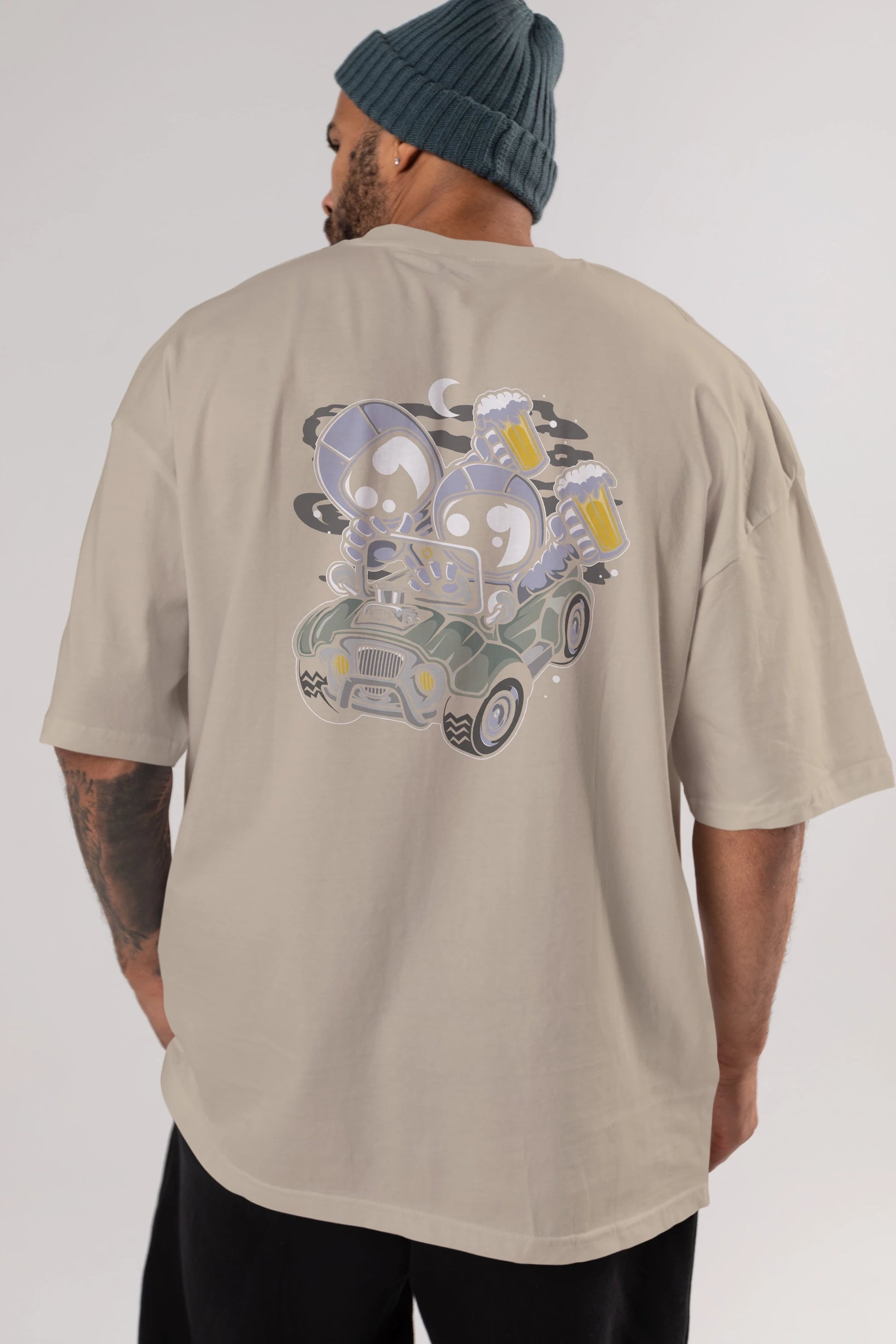 Astronaut Offroad Arka Baskılı Oversize t-shirt Erkek Kadın Unisex