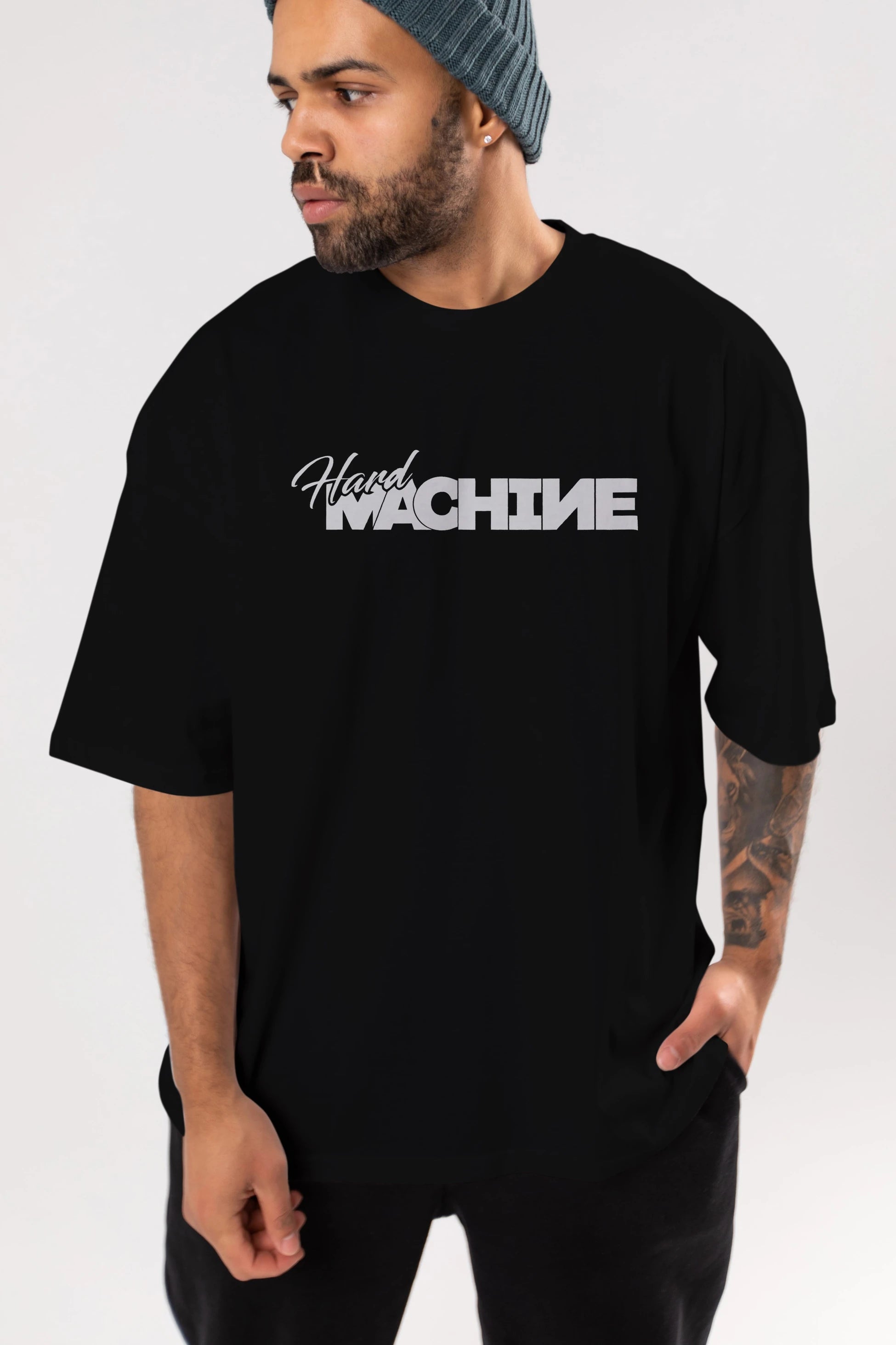 Hard Machine Ön Baskılı Oversize t-shirt %100 pamuk Erkek Kadın Unisex