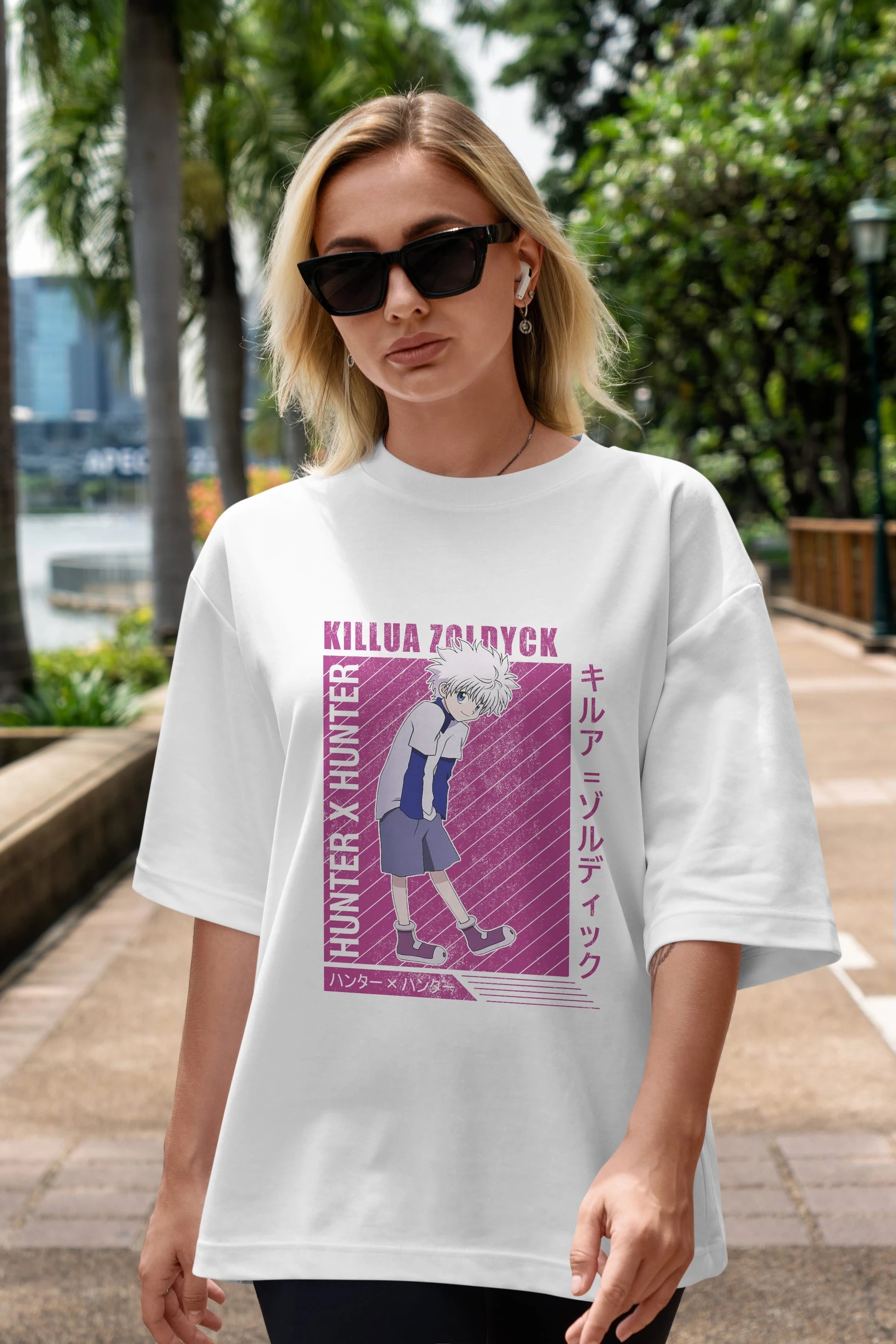 Killua Zoldyck 3 1 Anime Ön Baskılı Oversize t-shirt %100 pamuk Erkek Kadın Unisex