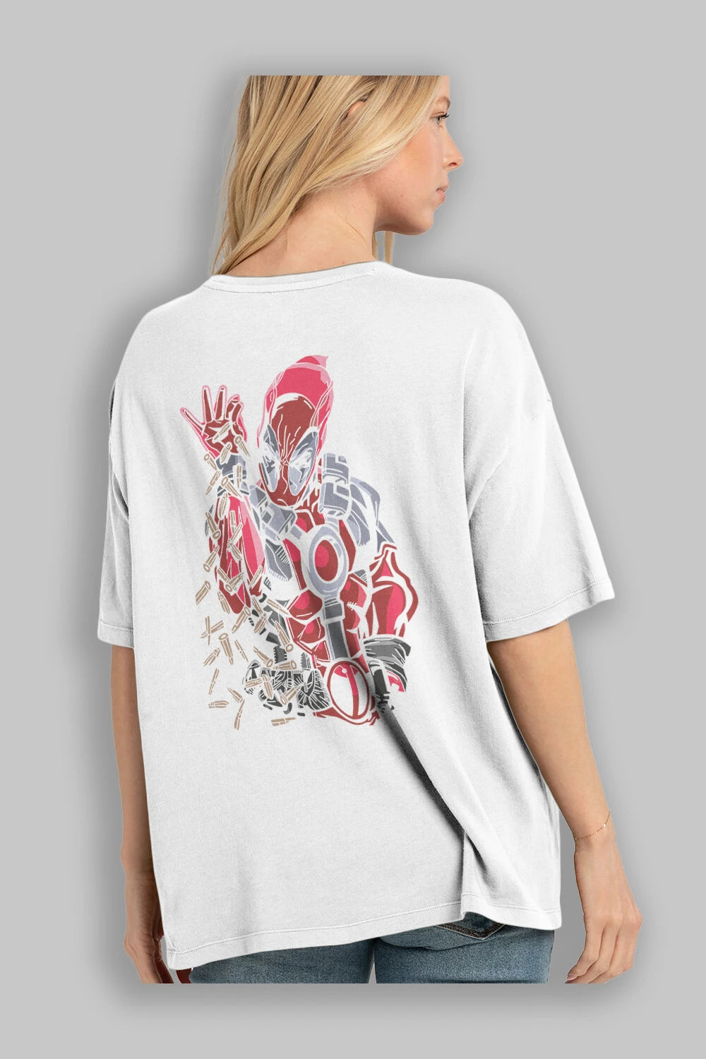 Deadpool (2) Arka Baskılı Oversize t-shirt Erkek Kadın Unisex %100 Pamuk Bisiklet Yaka tişort