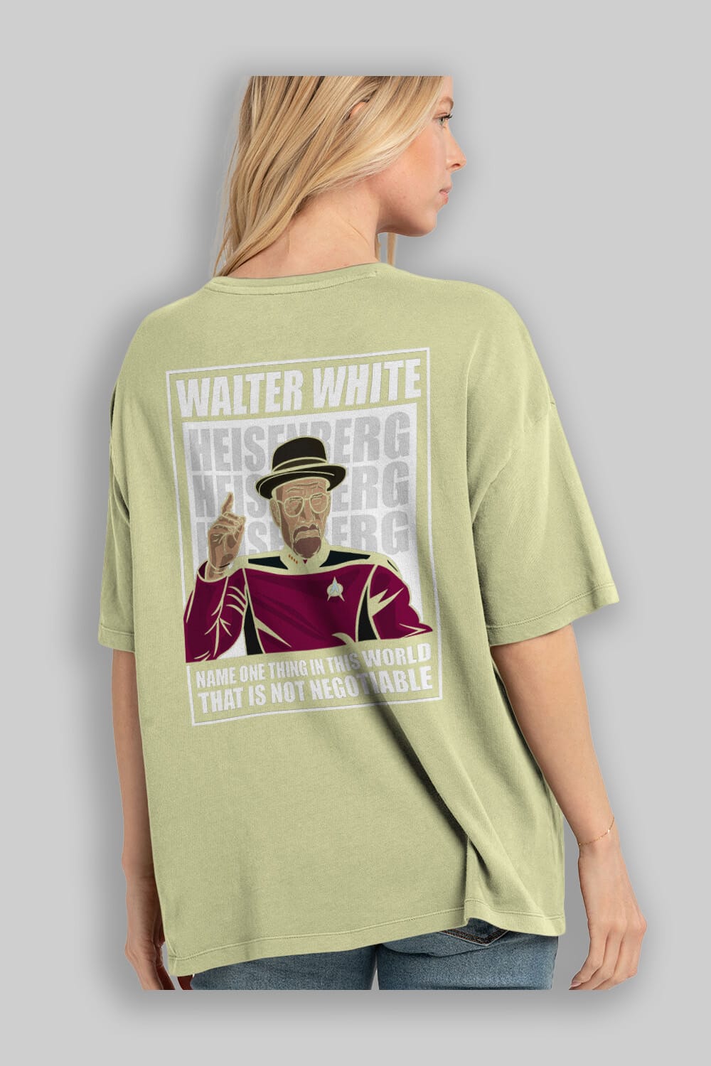 Captain Pixard Heisenberg Arka Baskılı Oversize t-shirt Erkek Kadın Unisex %100 Pamuk tişort
