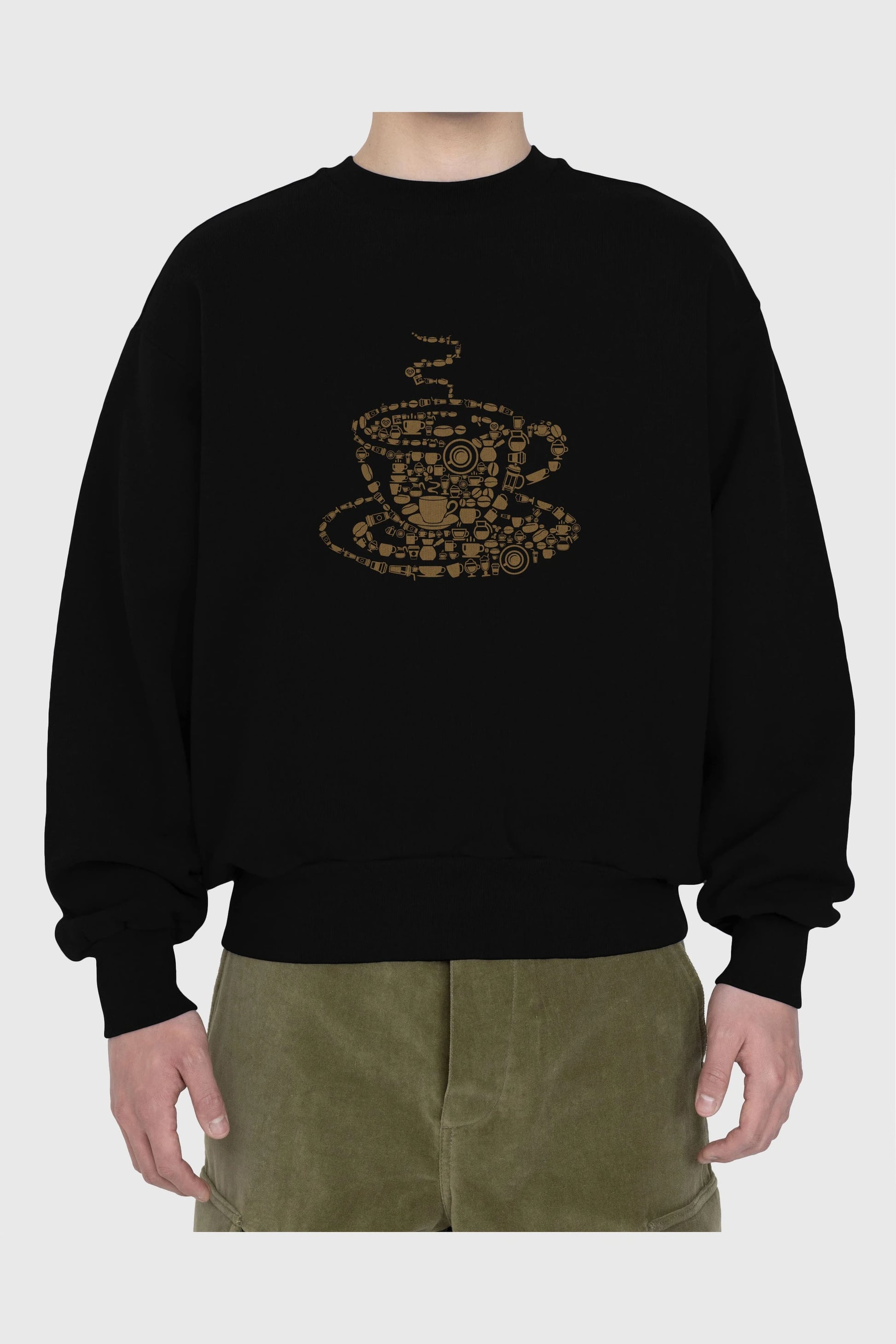 Coffee Ön Baskılı Oversize Sweatshirt Erkek Kadın Unisex