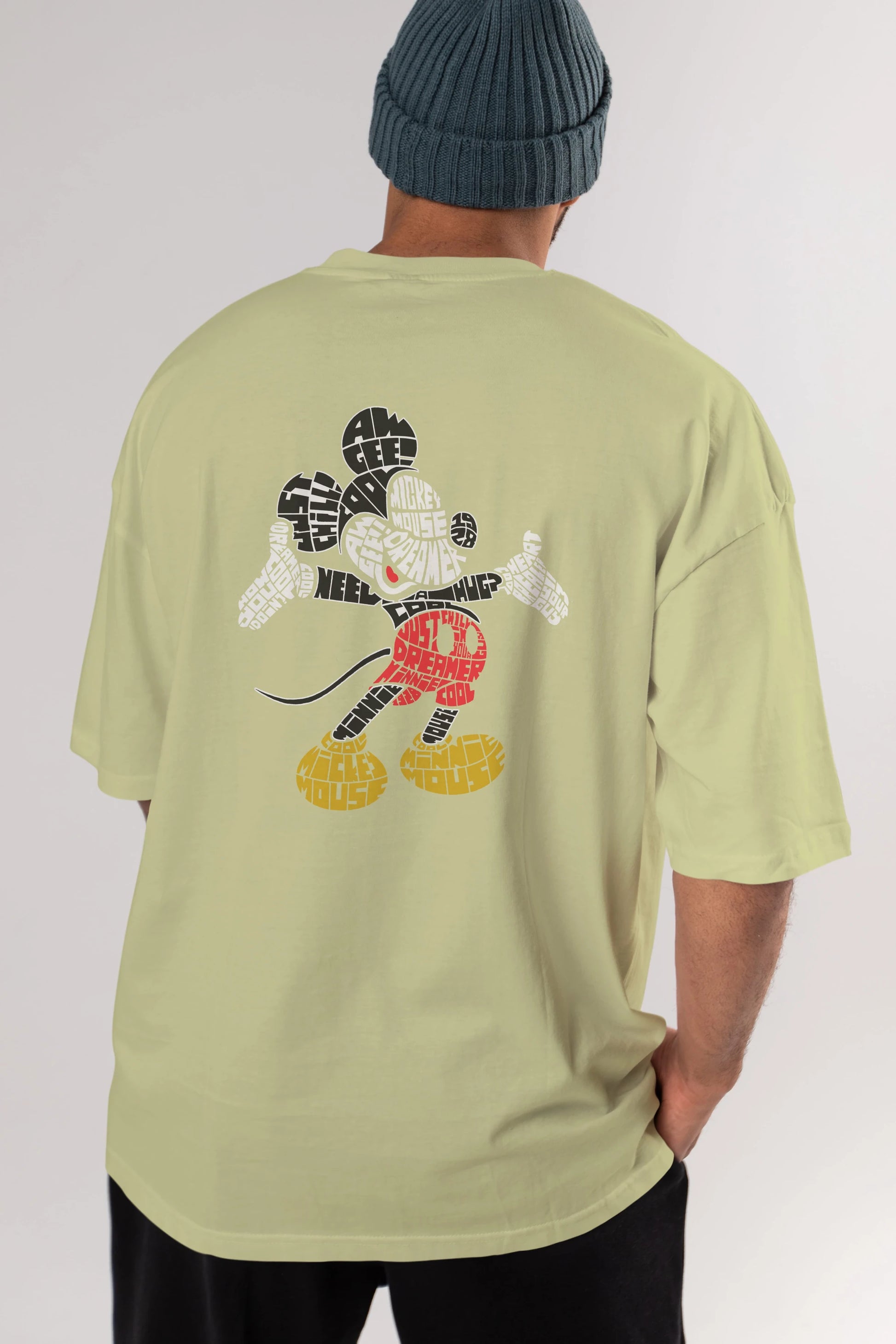 Mickey Arka Baskılı Oversize t-shirt %100 pamuk Erkek Kadın Unisex
