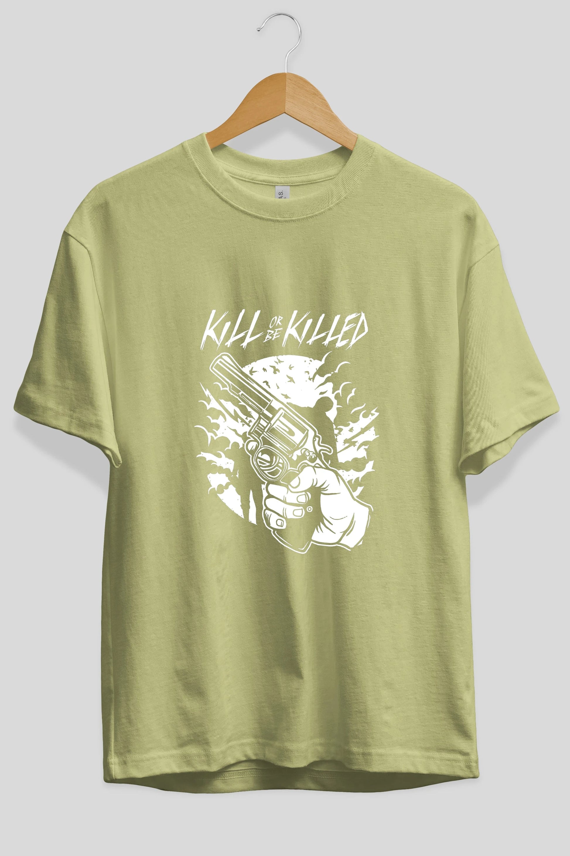 Zombie Shooter Ön Baskılı Oversize t-shirt Erkek Kadın Unisex %100 Pamuk tişort
