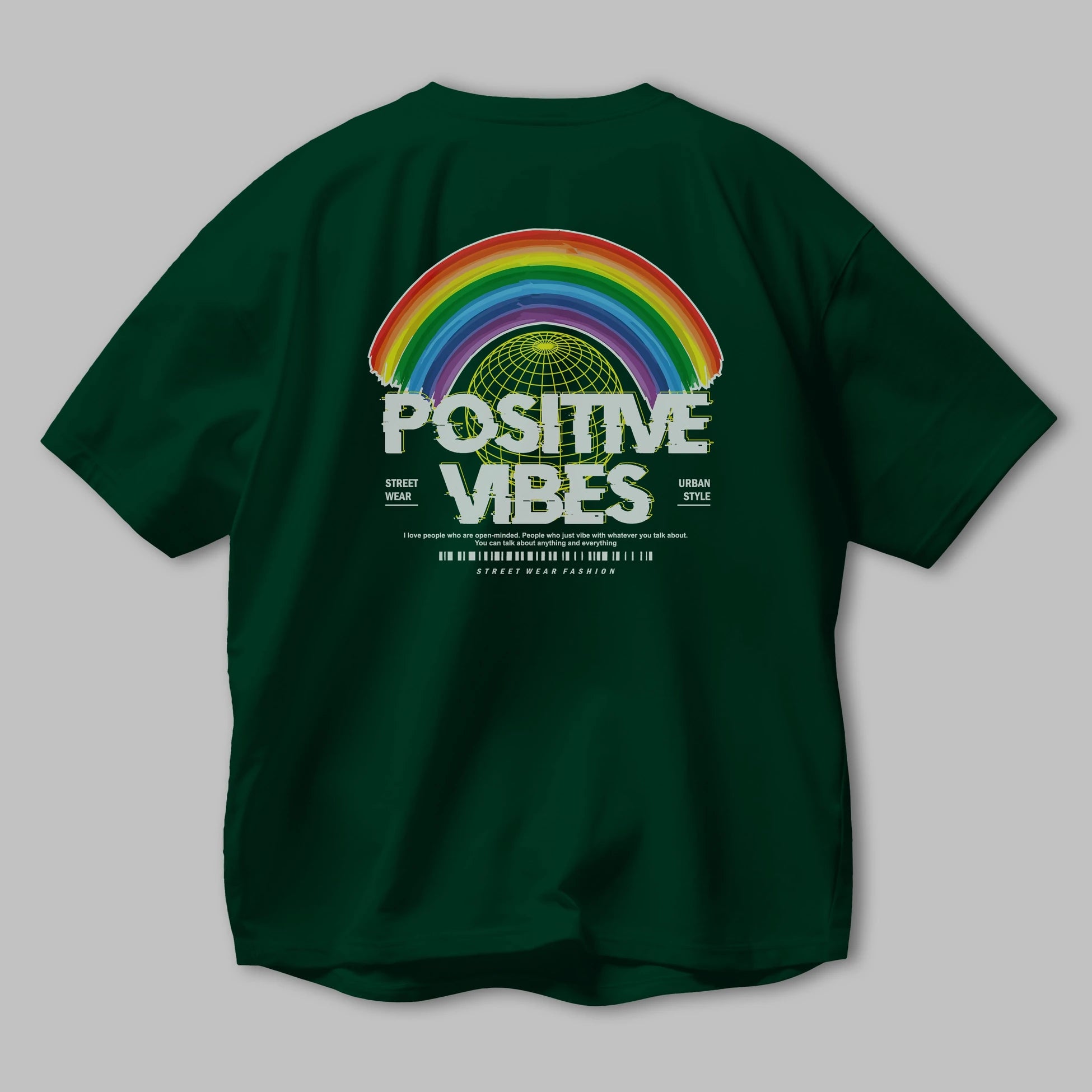 Positive Vibes Arka Baskılı Oversize t-shirt Erkek Kadın Unisex
