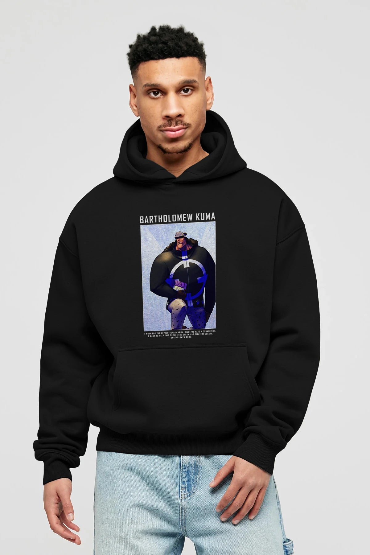 Bartholomew Kuma Anime Ön Baskılı Hoodie Oversize Kapüşonlu Sweatshirt Erkek Kadın Unisex