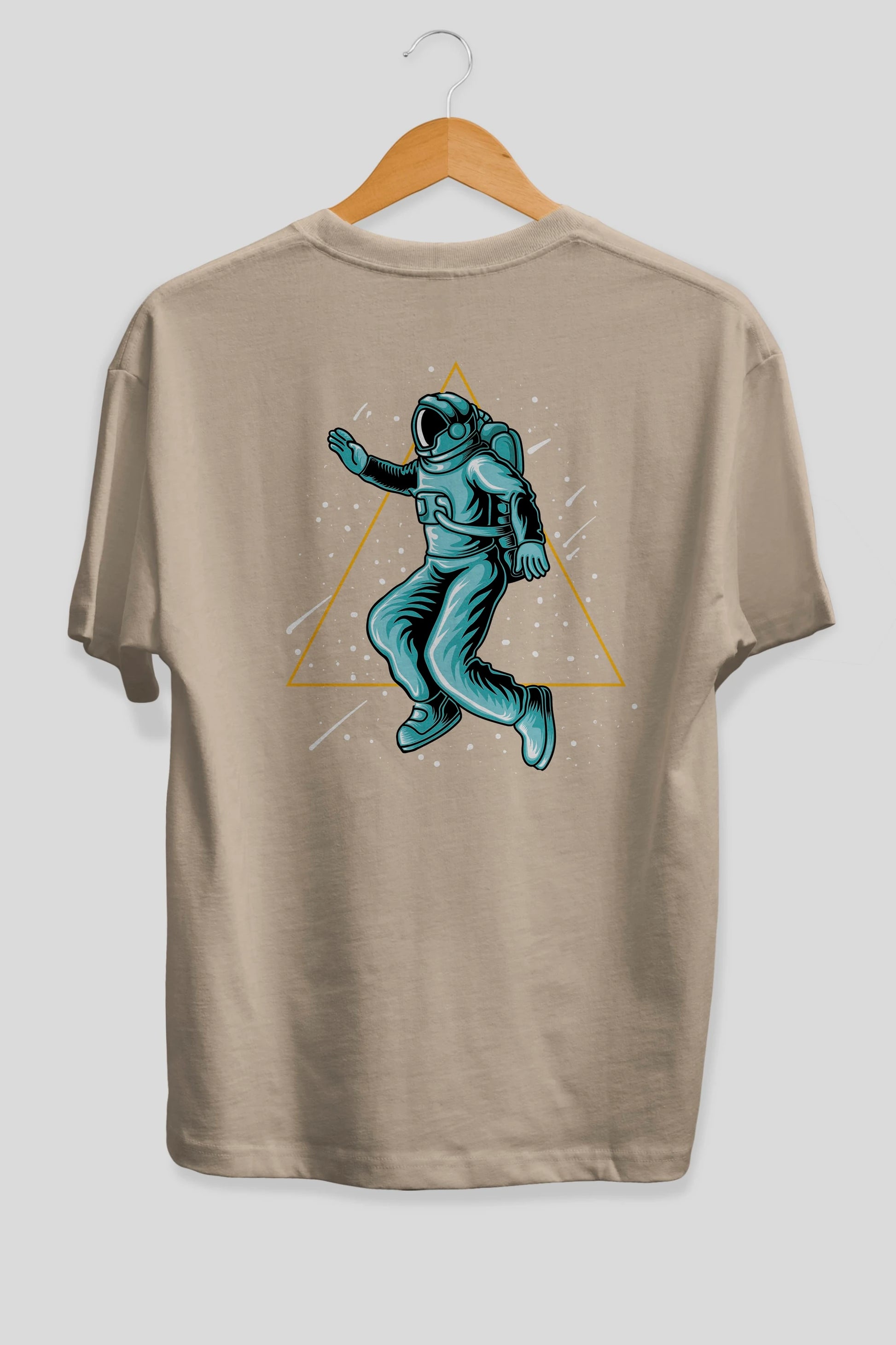 Astronaut Starry Triangle Arka Baskılı Oversize t-shirt Erkek Kadın Unisex