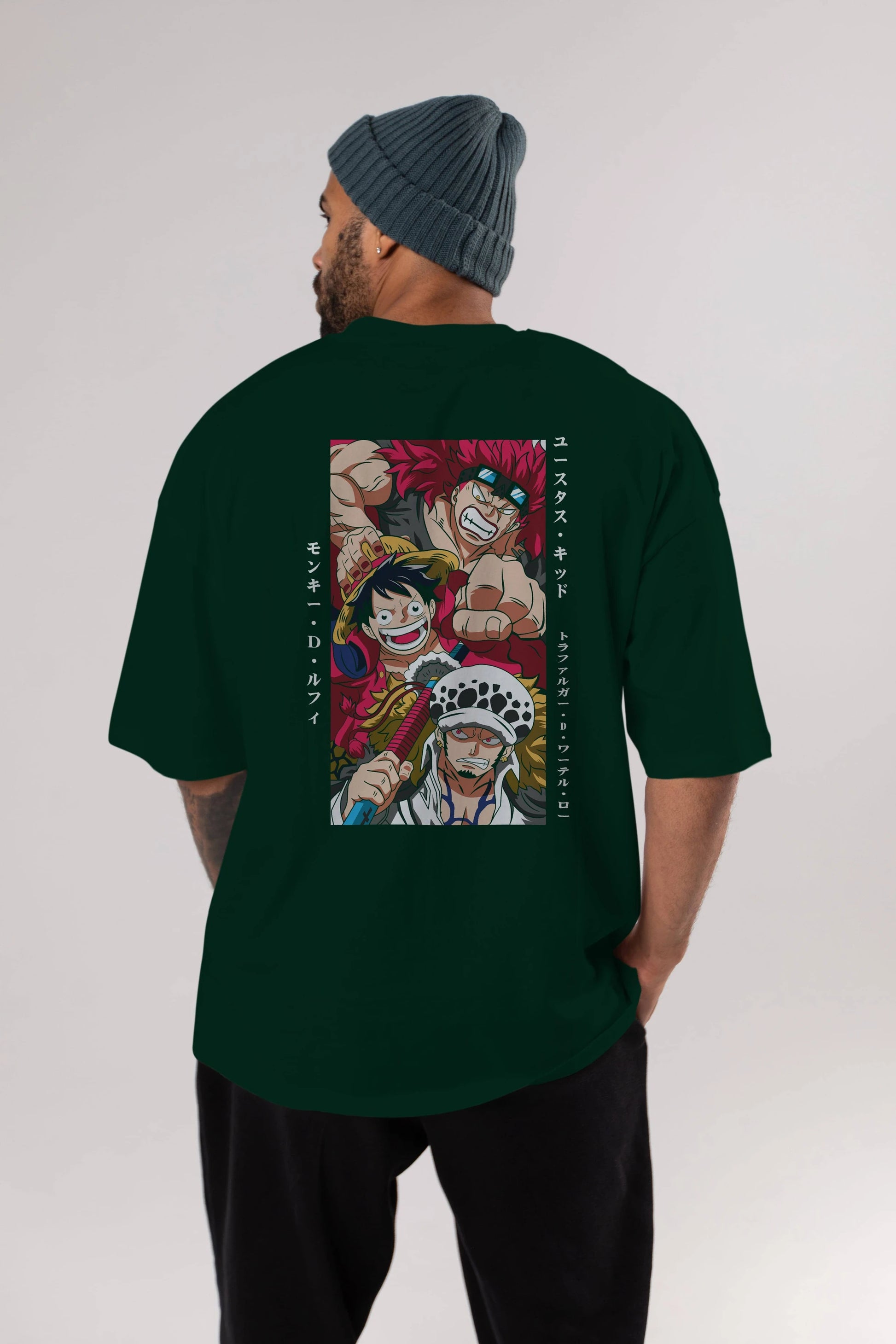SUPER NOVAS one piece Anime Arka Baskılı Oversize t-shirt Erkek Kadın Unisex