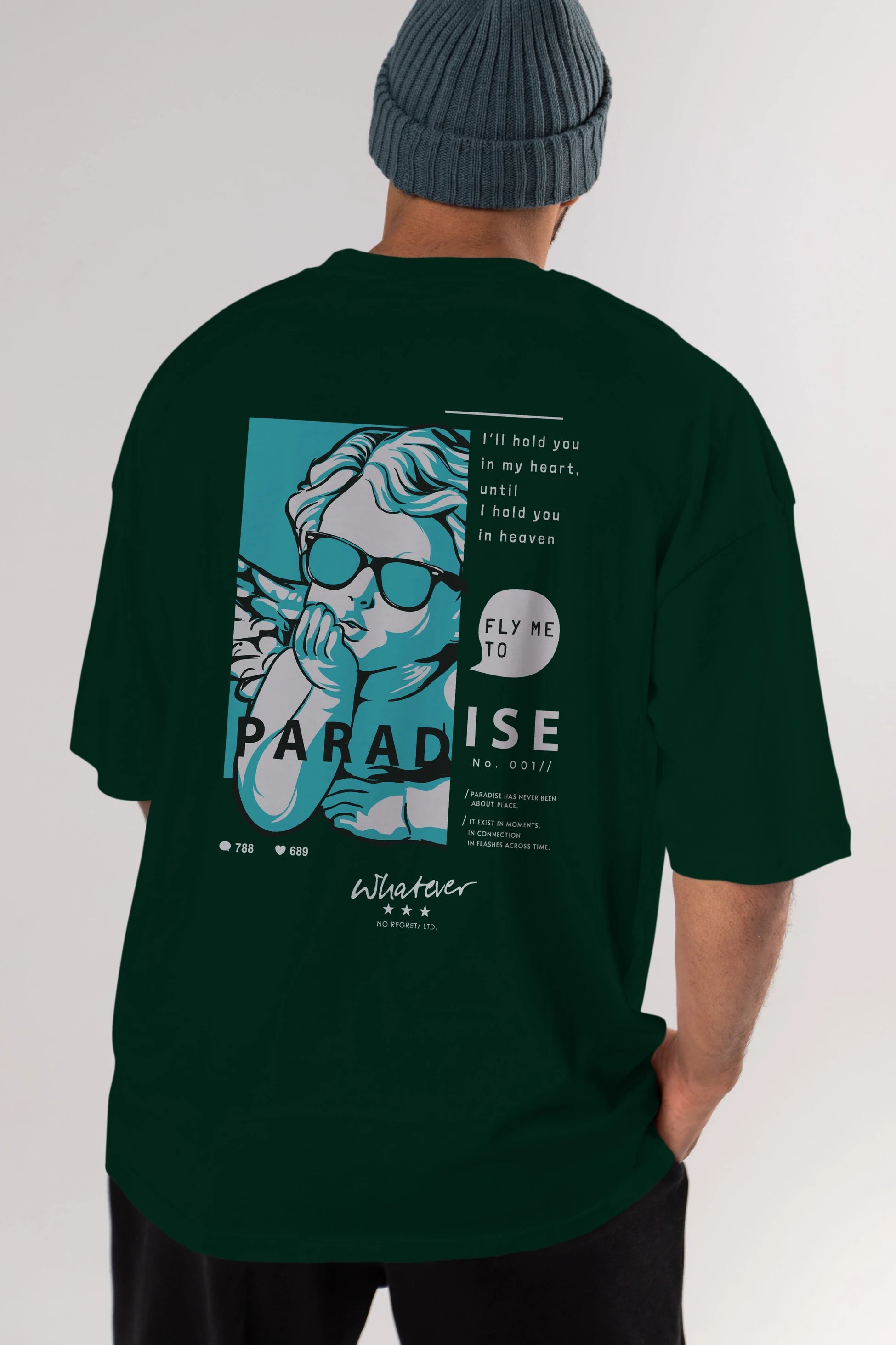 Paradise Fly to Me Arka Baskılı Oversize t-shirt Erkek Kadın Unisex