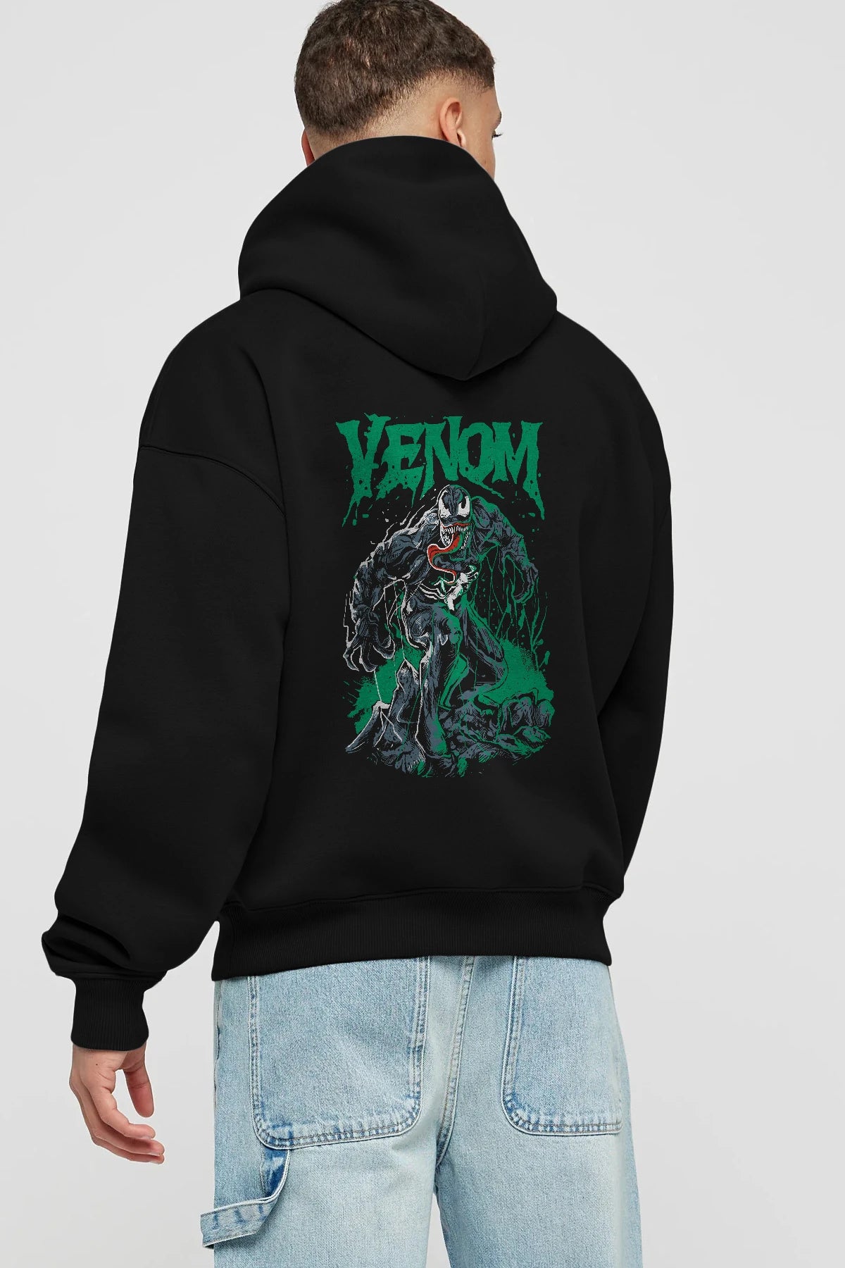 Venom (3) Arka Baskılı Hoodie Oversize Kapüşonlu Sweatshirt Erkek Kadın Unisex