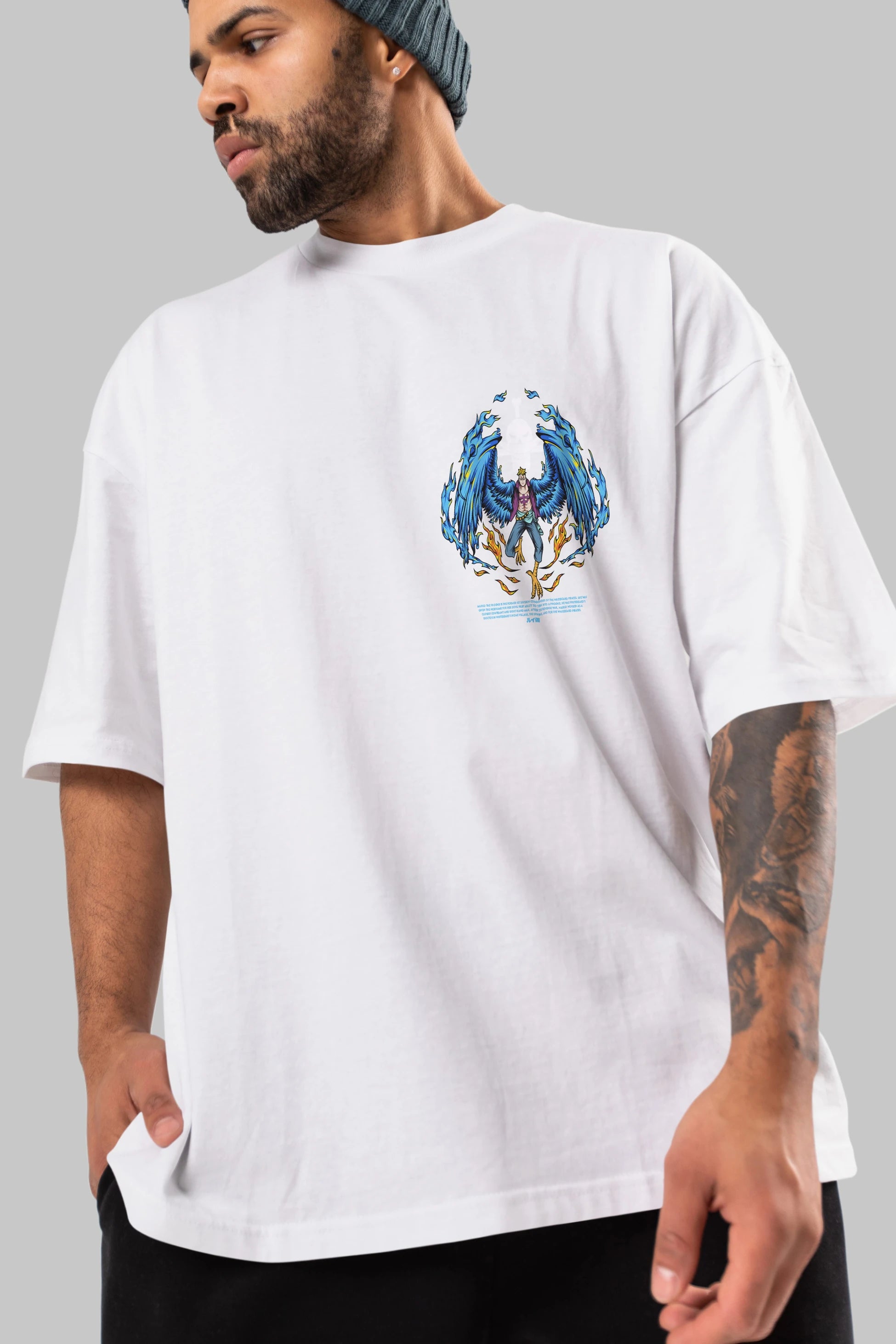 Marco Ön Sol Baskılı Oversize t-shirt Erkek Kadın Unisex %100 Pamuk Bisiklet Yaka tişort