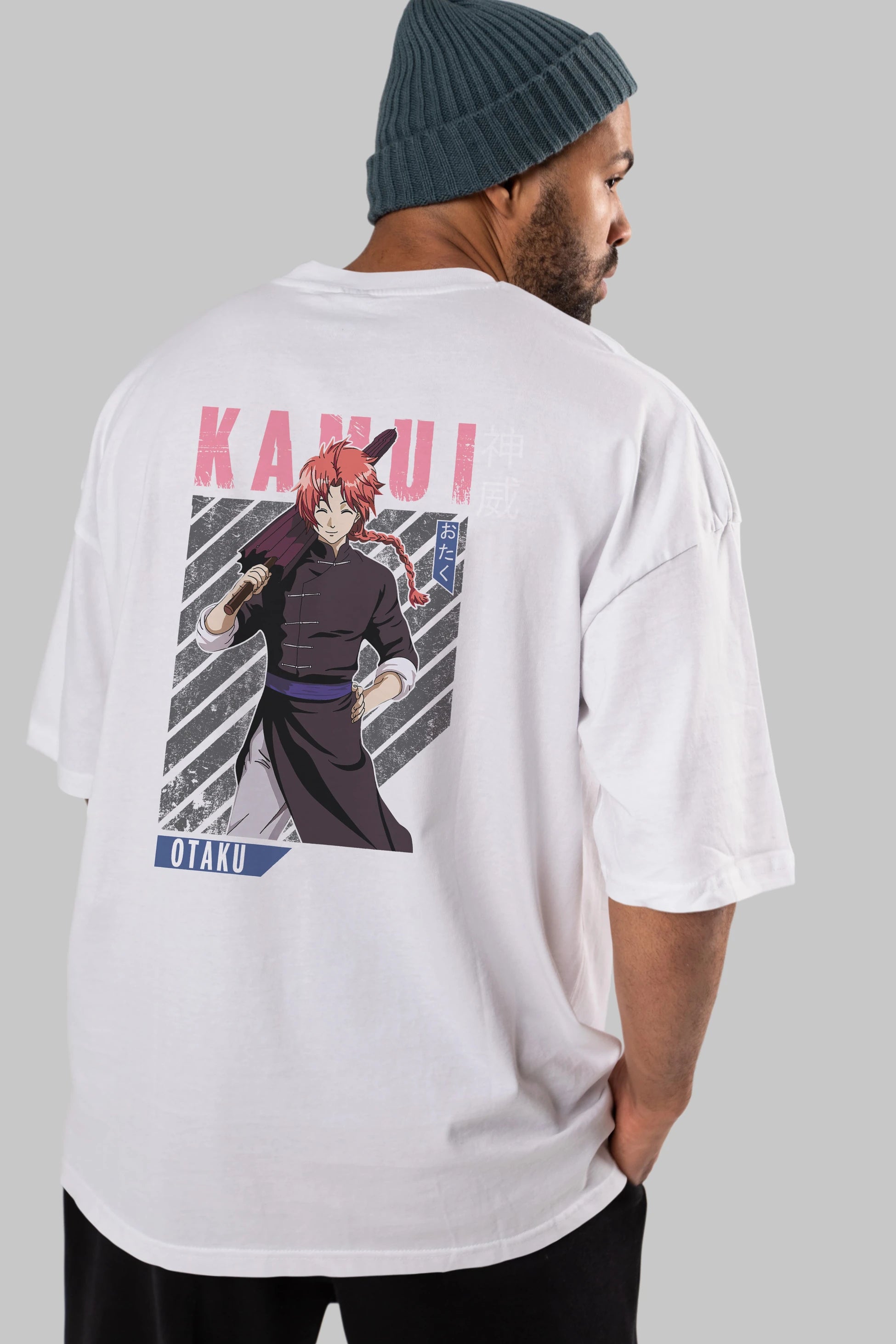 Kamui GINTAMA 1 Anime Arka Baskılı Oversize t-shirt Erkek Kadın Unisex