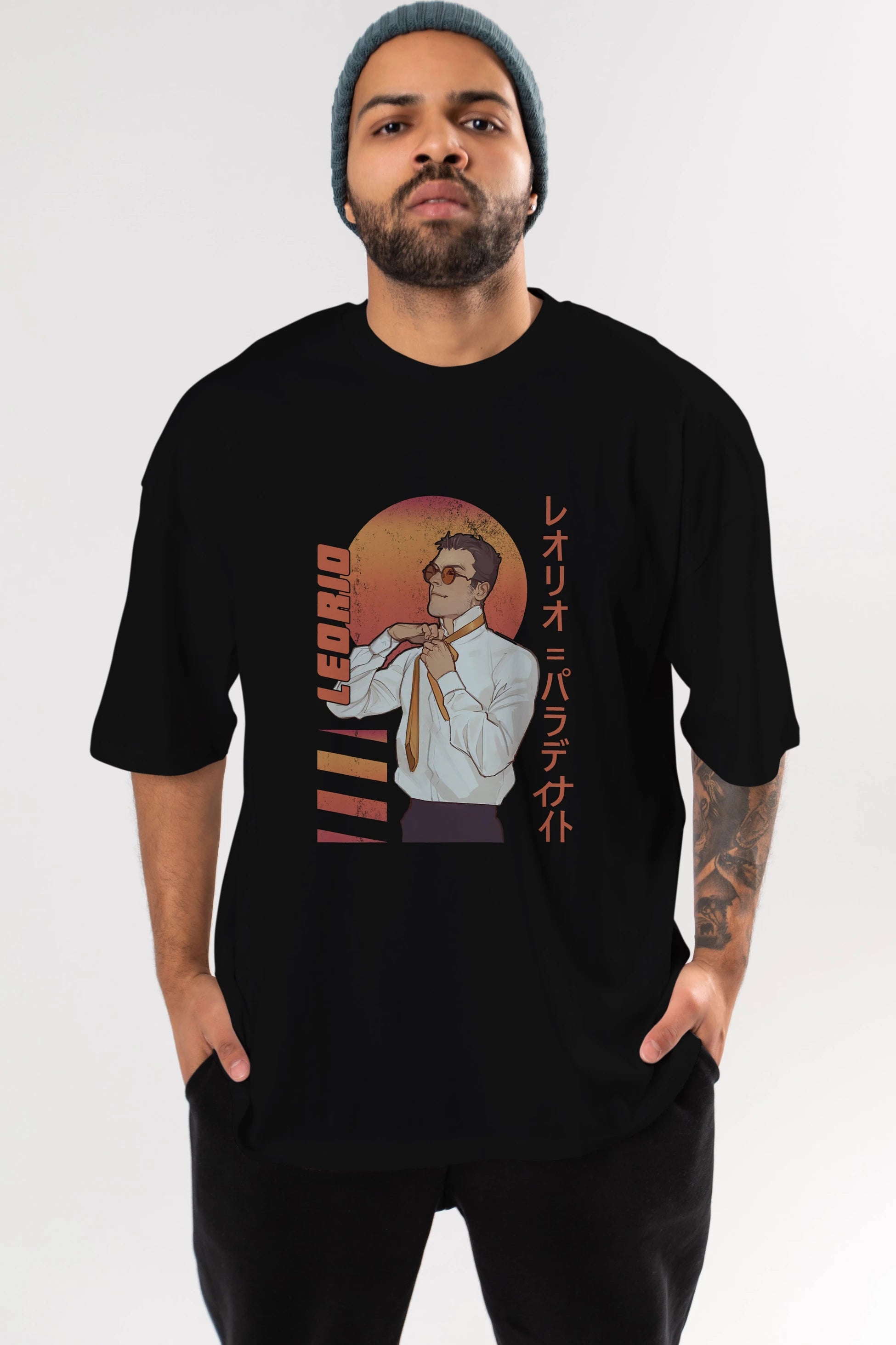 Leorio Paladiknight 5 (2) Anime Ön Baskılı Oversize t-shirt %100 pamuk Erkek Kadın Unisex
