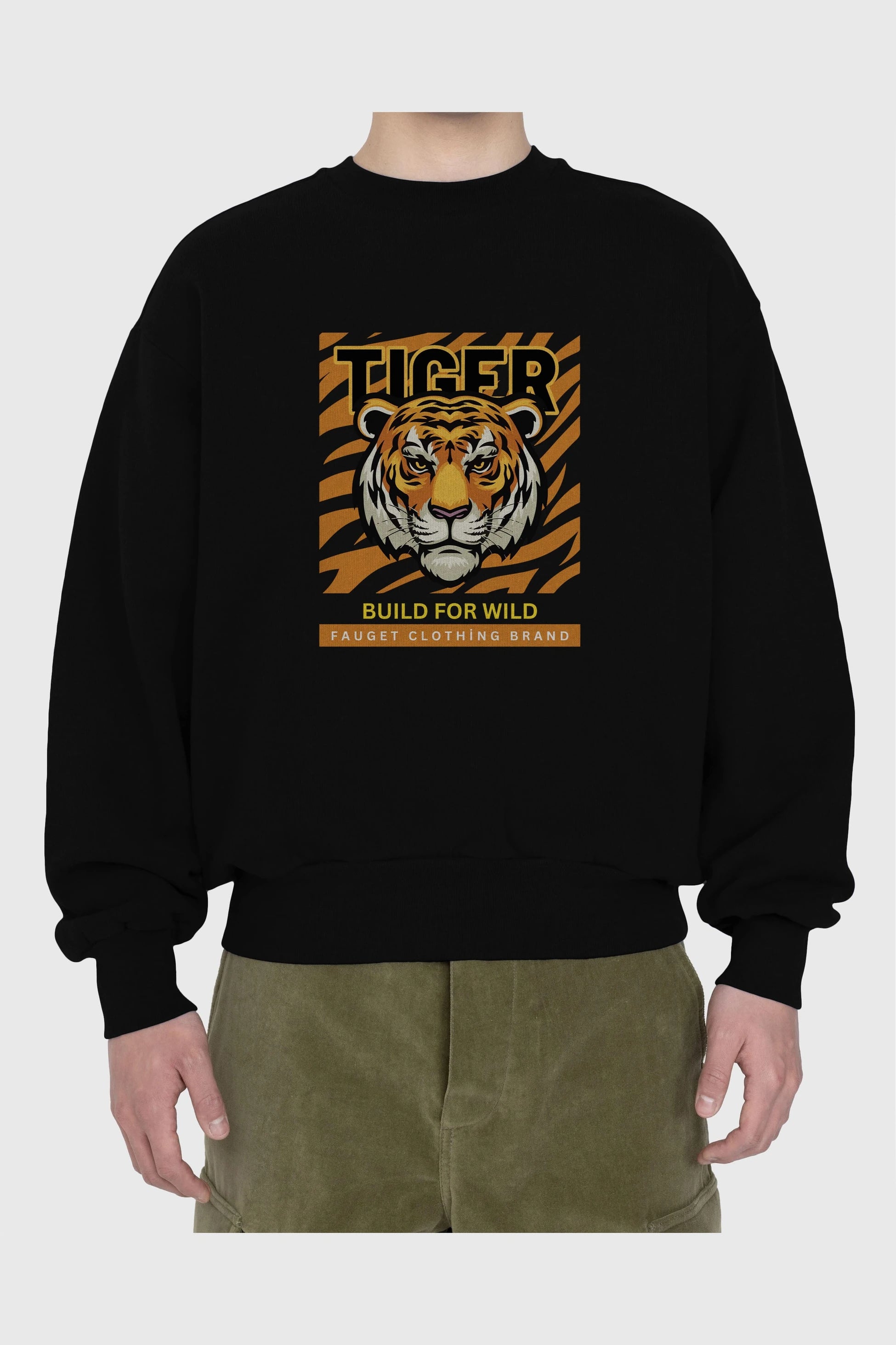 Tiger Ön Baskılı Oversize Sweatshirt Erkek Kadın Unisex