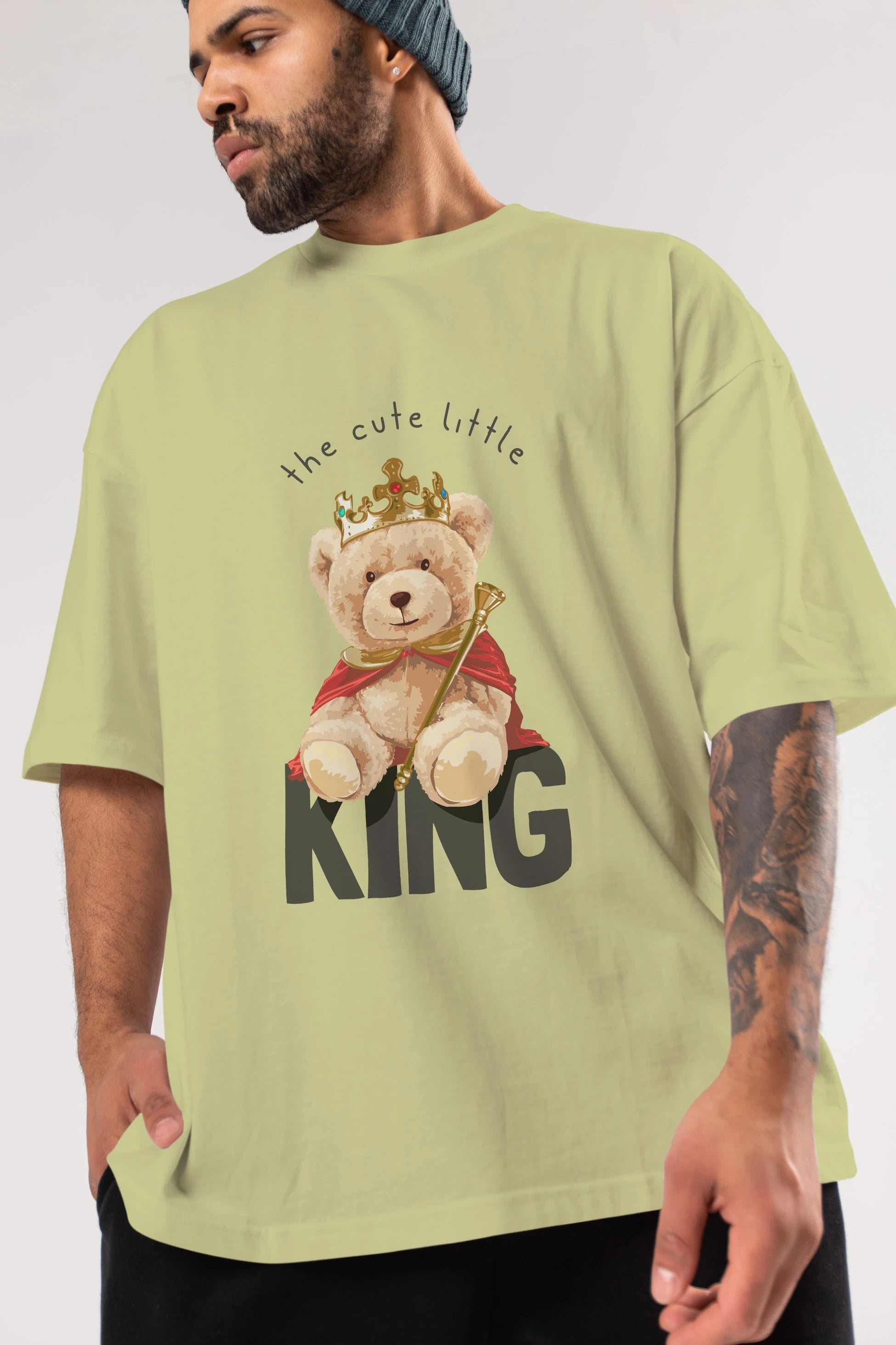 Teddy Bear King Ön Baskılı Oversize t-shirt Erkek Kadın Unisex %100 Pamuk