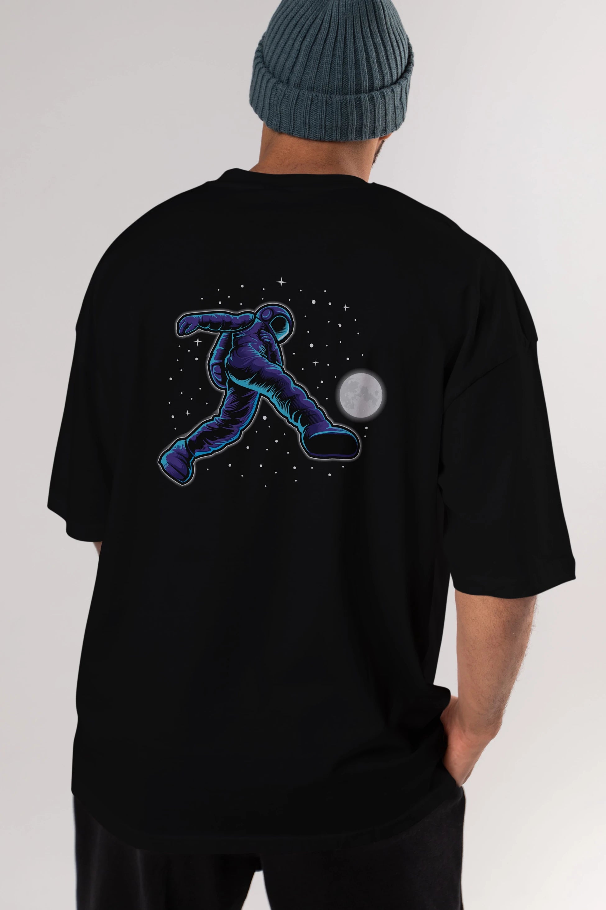 Astroball in Space Arka Baskılı Oversize t-shirt Erkek Kadın Unisex