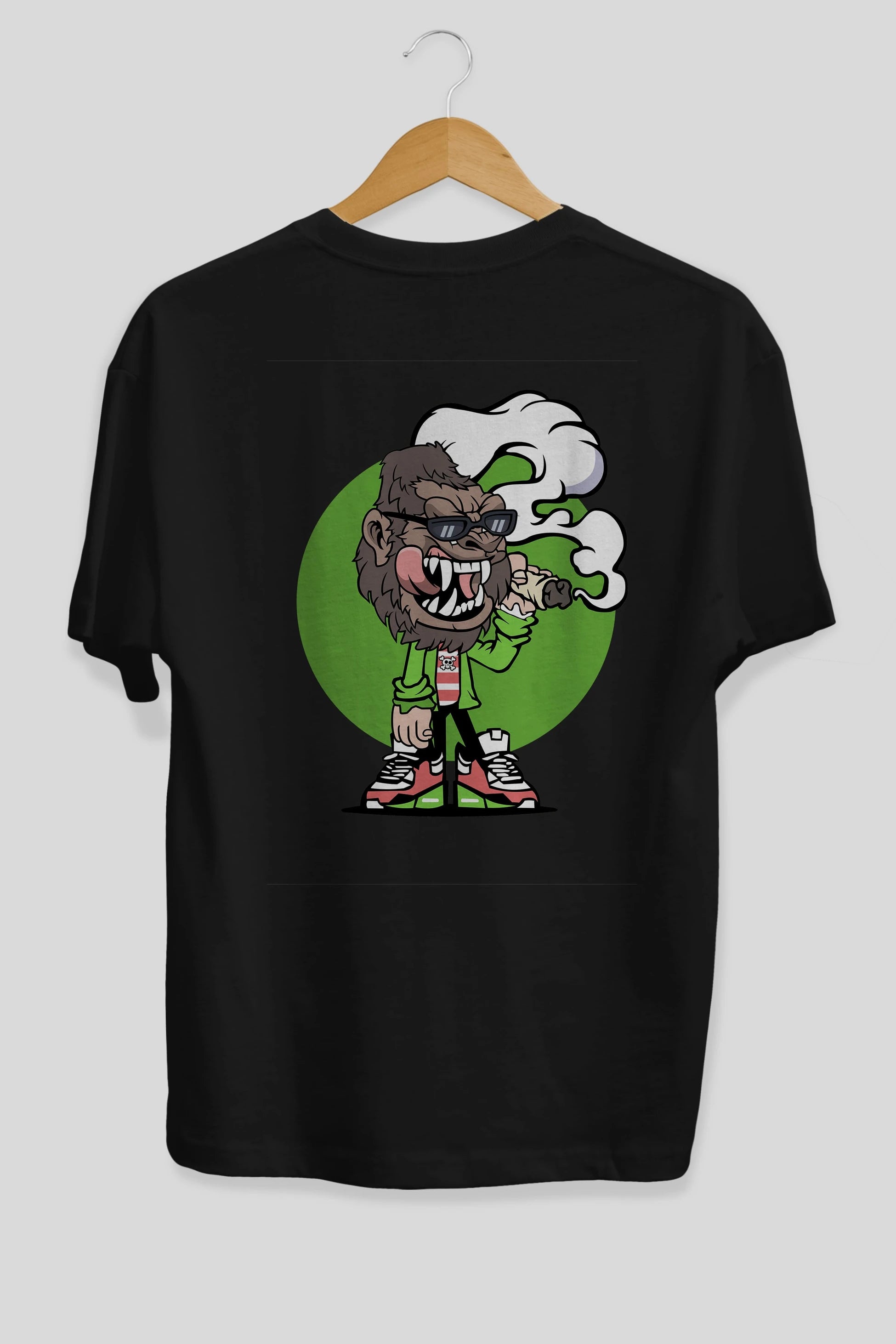 Gorilla Smoker Arka Baskılı Oversize t-shirt Erkek Kadın Unisex %100 Pamuk tişort