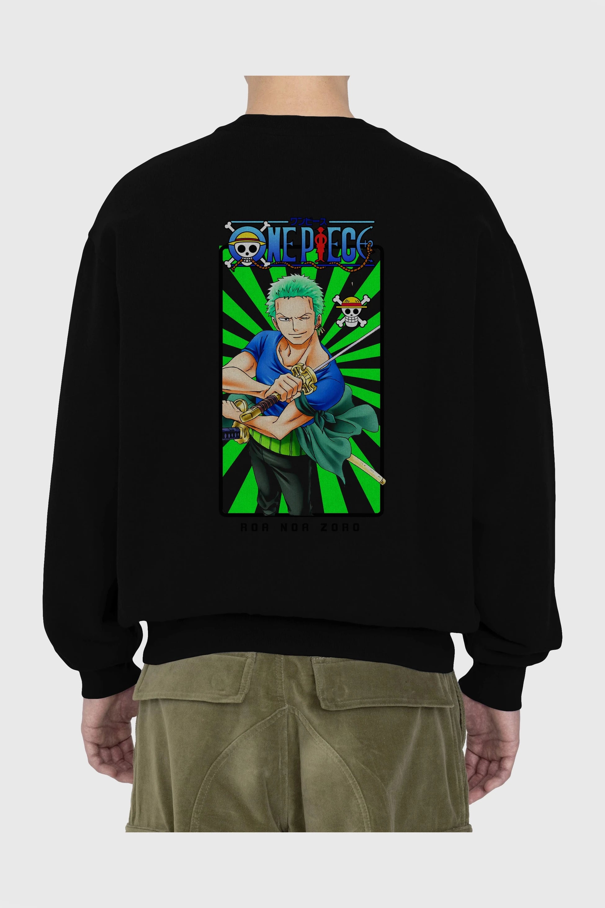 Roronoa Zoro 6 Arka Baskılı Anime Oversize Sweatshirt Erkek Kadın Unisex
