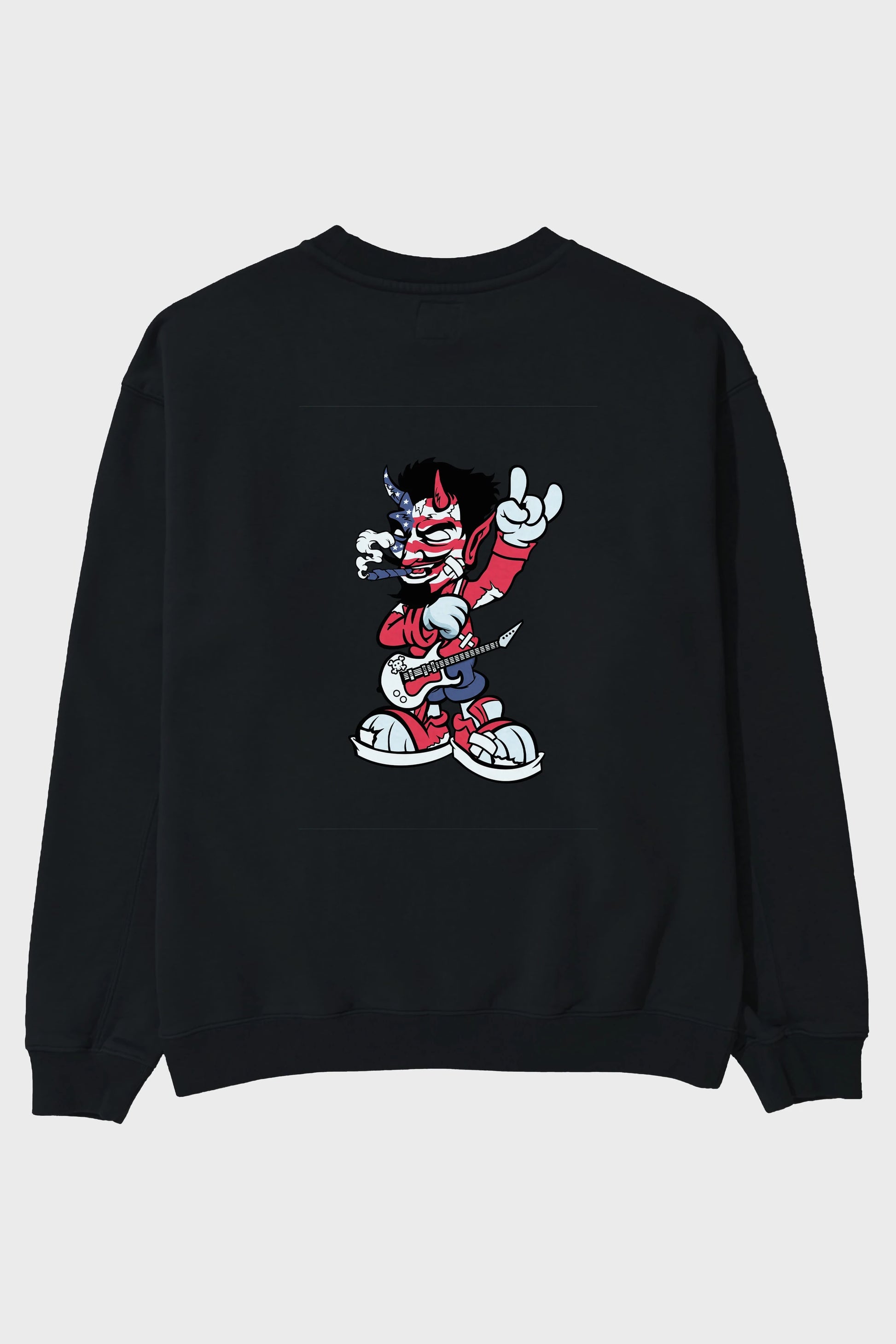 American Devil Rockstar Arka Baskılı Oversize Sweatshirt Erkek Kadın Unisex